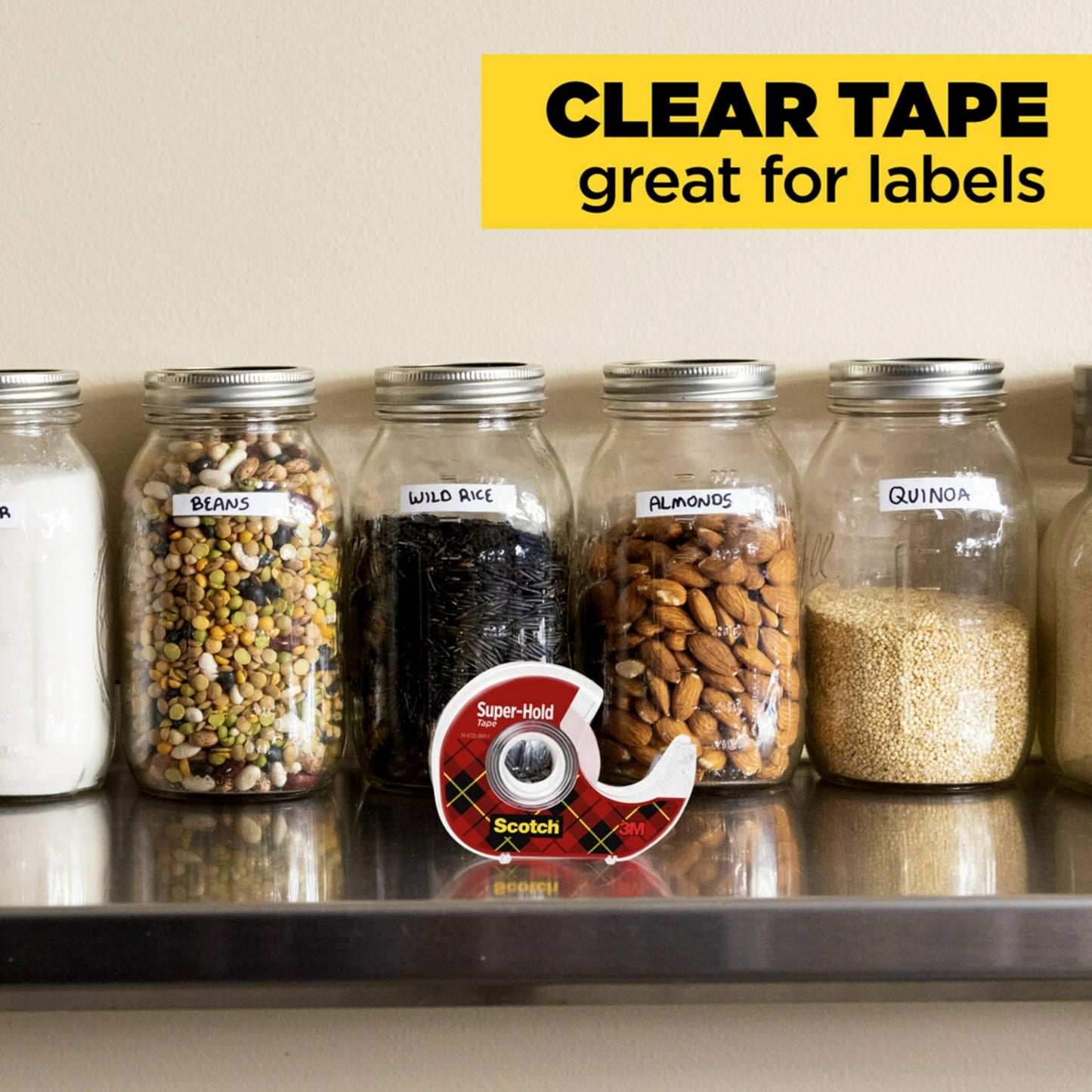 Scotch Super-Hold Tape, 4 Rolls, Dispensered