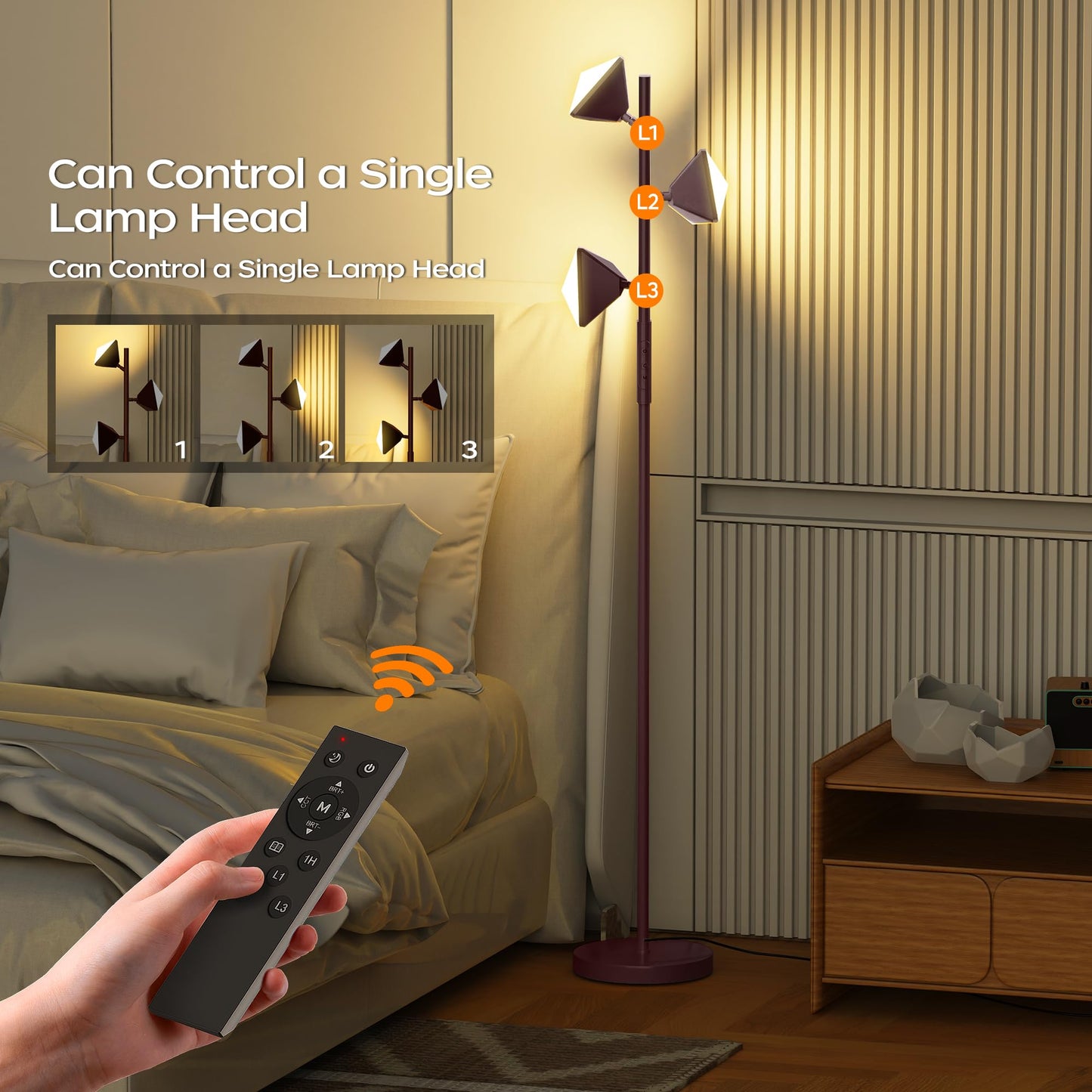 Dimmable LED Tree Floor Lamp with Remote Control