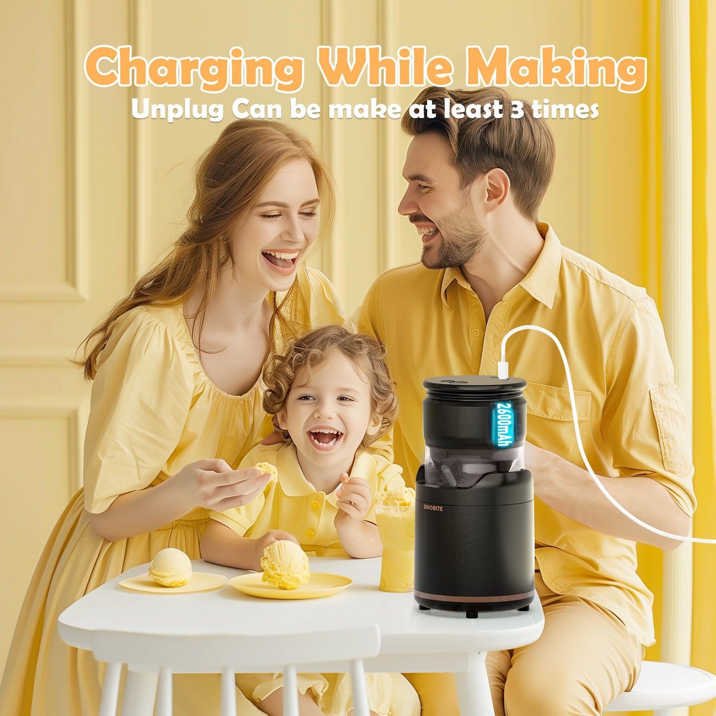 BRIOBITE Rechargeable Electric Ice Cream Maker