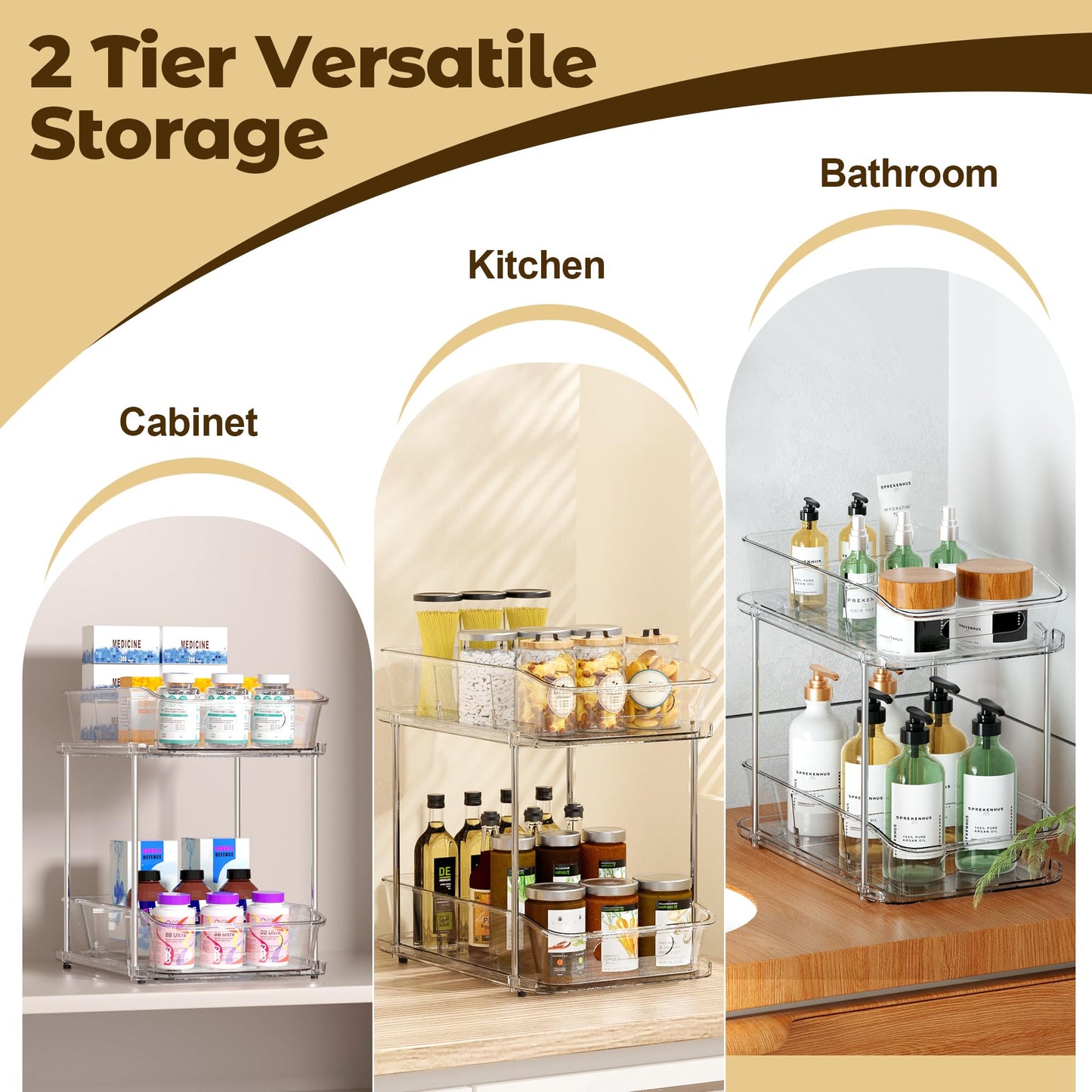2-Tier Pull-Out Organizer for Cabinets