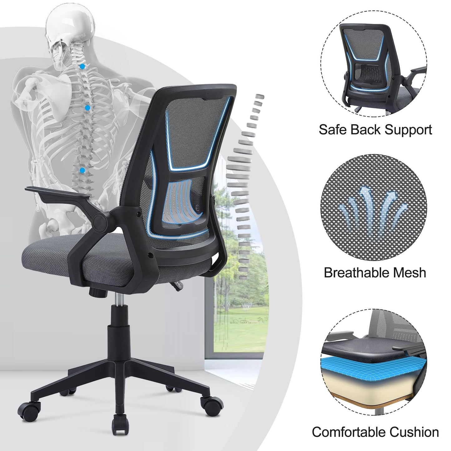VECELO Ergonomic Office Chair with Lumbar Support