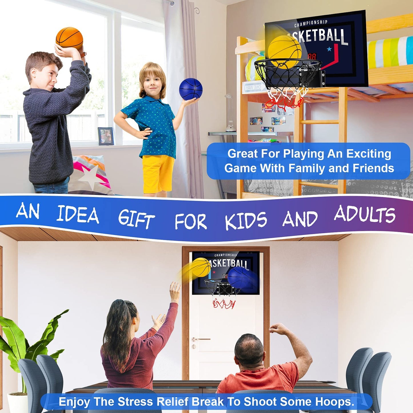 Indoor Basketball Hoop with Electronic Scoreboard