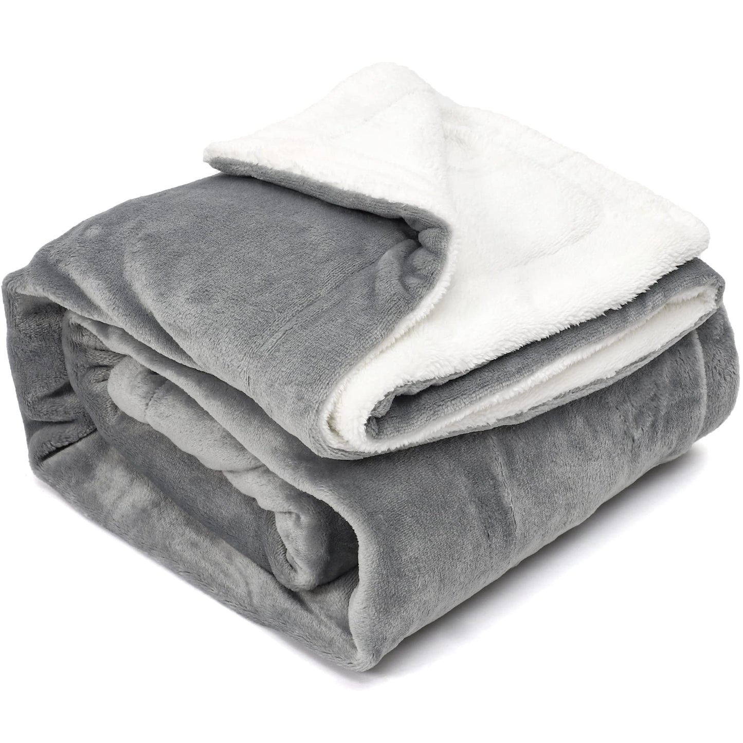 TILLYOU Reversible Plush Sherpa Fleece Kids Blanket for Boys Girls, 50"x60" - Fuzzy Fluffy Warm Throw Blanket for Couch Bed Sofa, Gray
