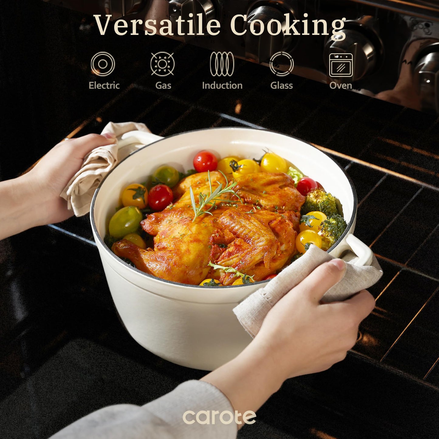 5QT CAROTE Enameled Cast Iron Dutch Oven Pot