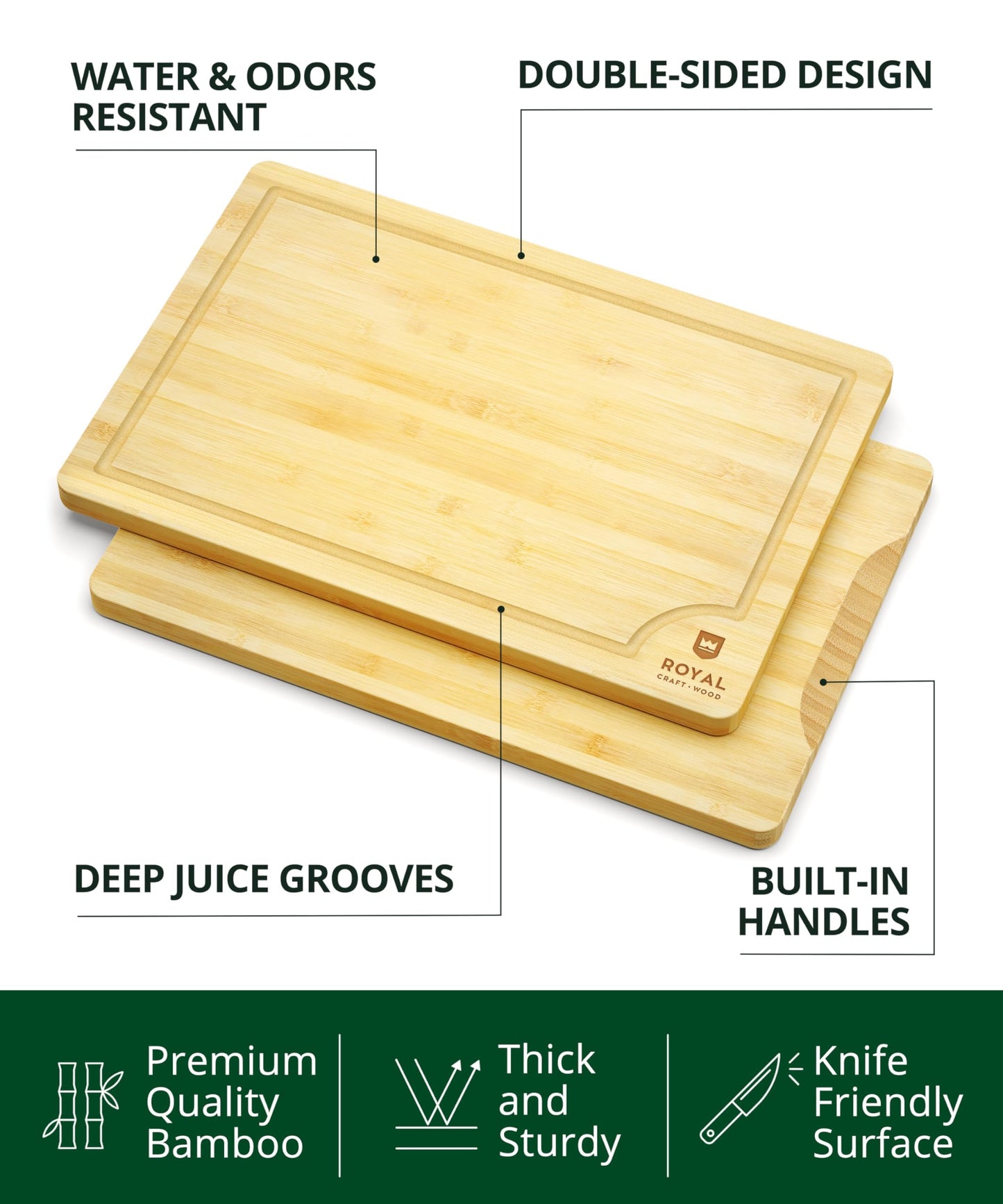 ROYAL CRAFT WOOD Extra Large Bamboo Cutting Board
