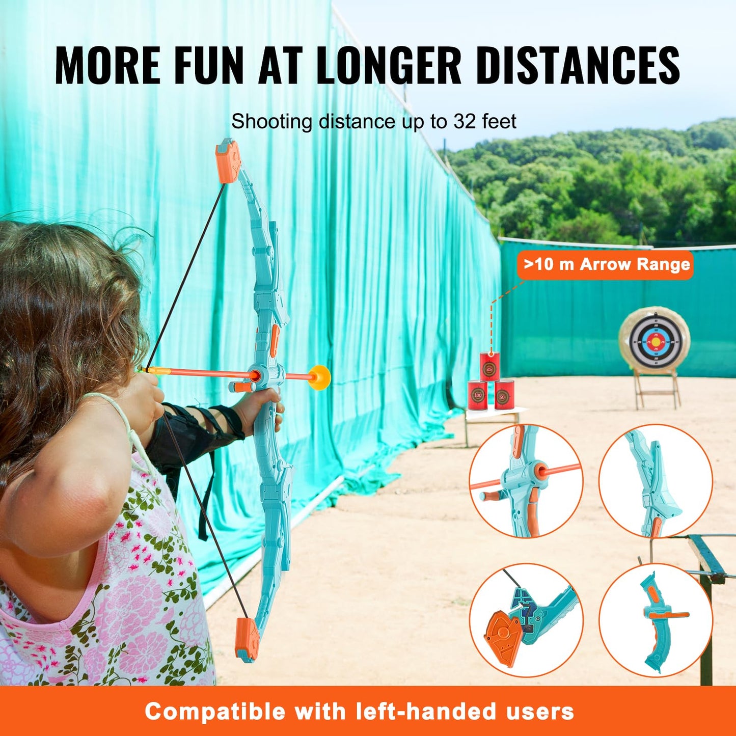 VEVOR Bow and Arrow Set for Kids, LED Light Up Archery Set with 10 Suction Cup Arrows, Indoor Outdoor Toy for Boys Girls Age 4-8 8-12 with Standing Target & Quivers, Ideal Gift for Kids 6 7 8 9 10+