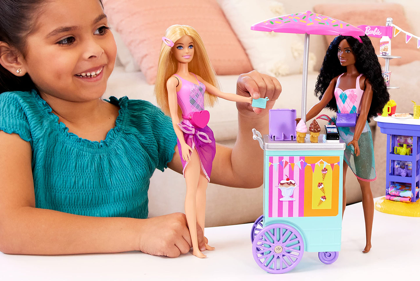 Barbie Beach Boardwalk Playset with 2 Dolls