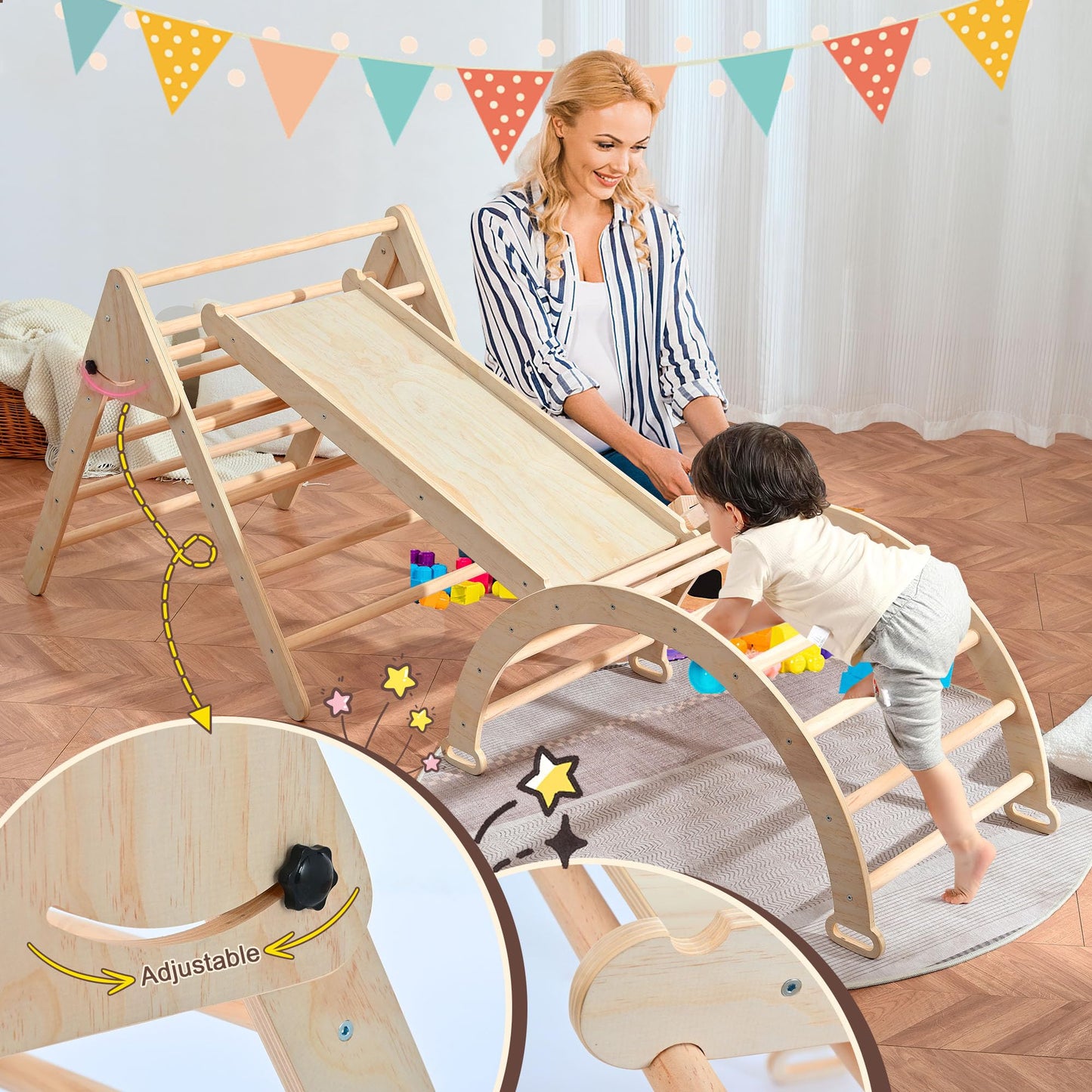 Pikler Triangle Climbing Set for Toddlers
