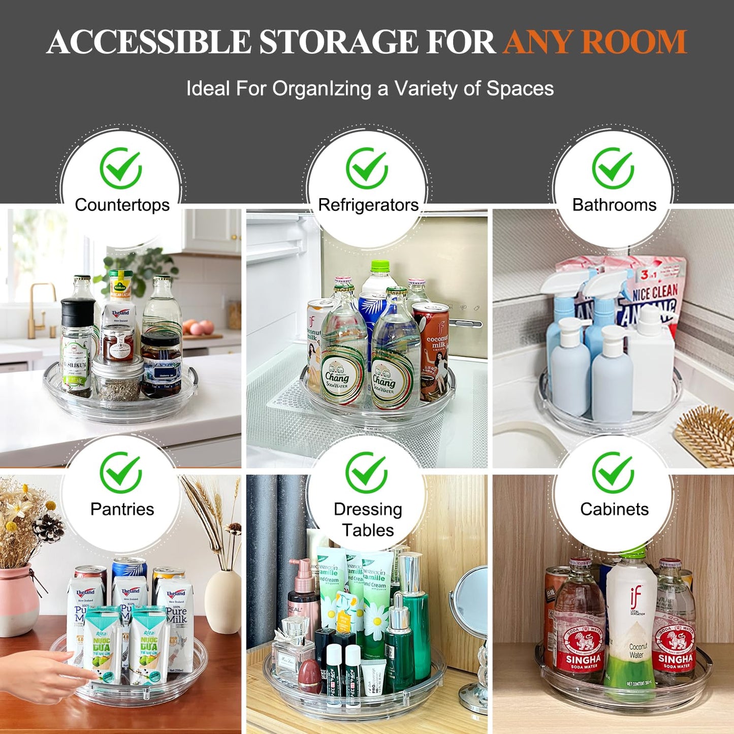 9.25 Inch Lazy Susan Organizer Set of 4
