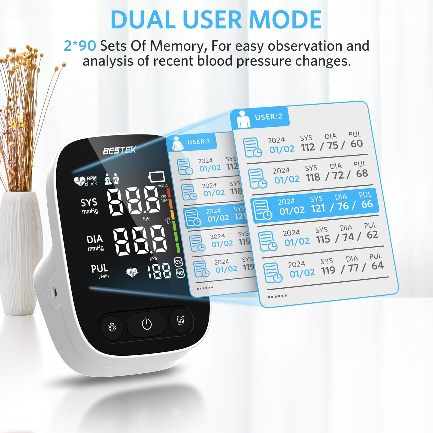 BESTEK Automatic Blood Pressure Monitor for Home Use