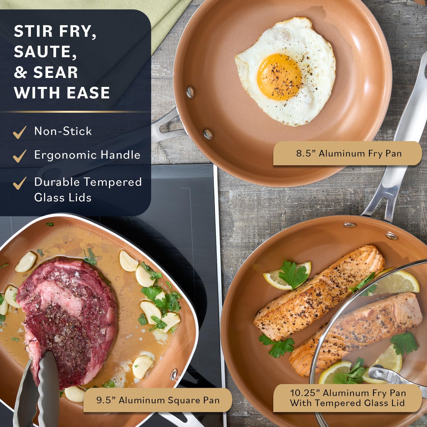 Home Hero 20-Piece Nonstick Cookware Set - Copper