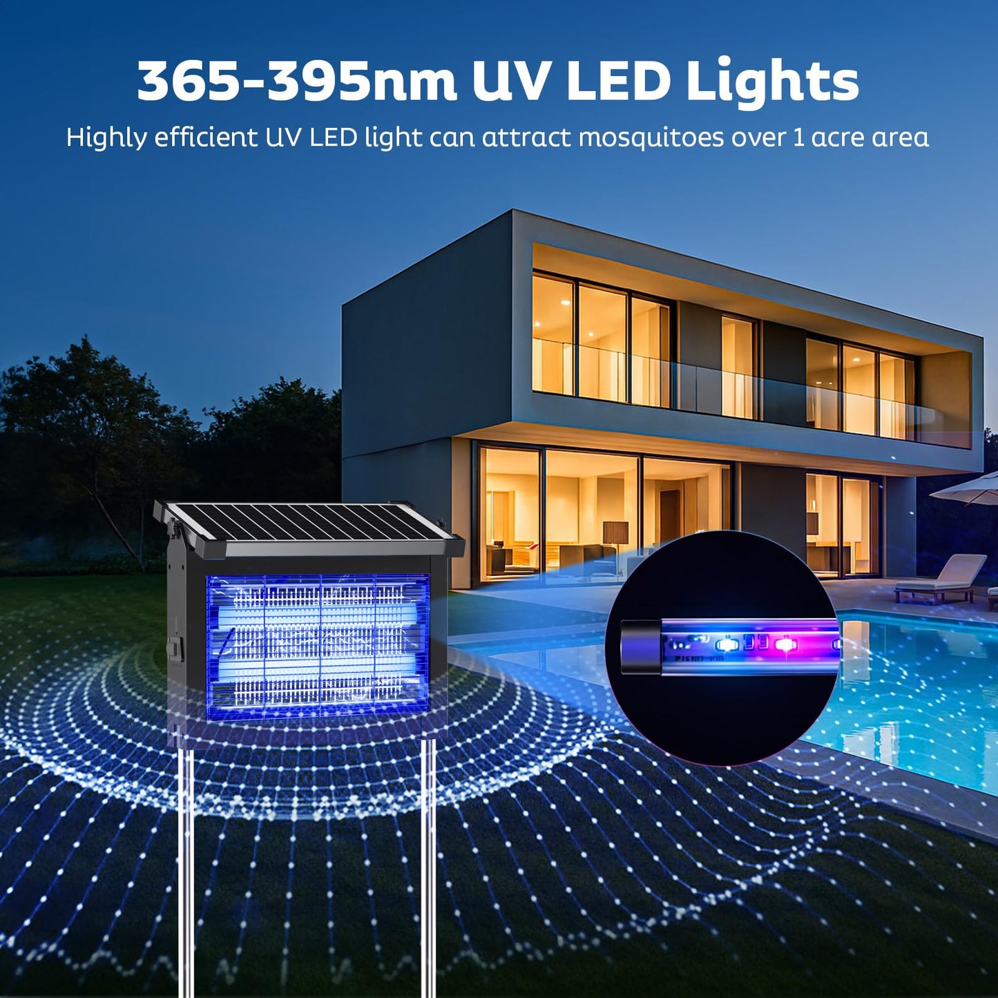 Solar Electric Mosquito Zapper for Outdoor Use
