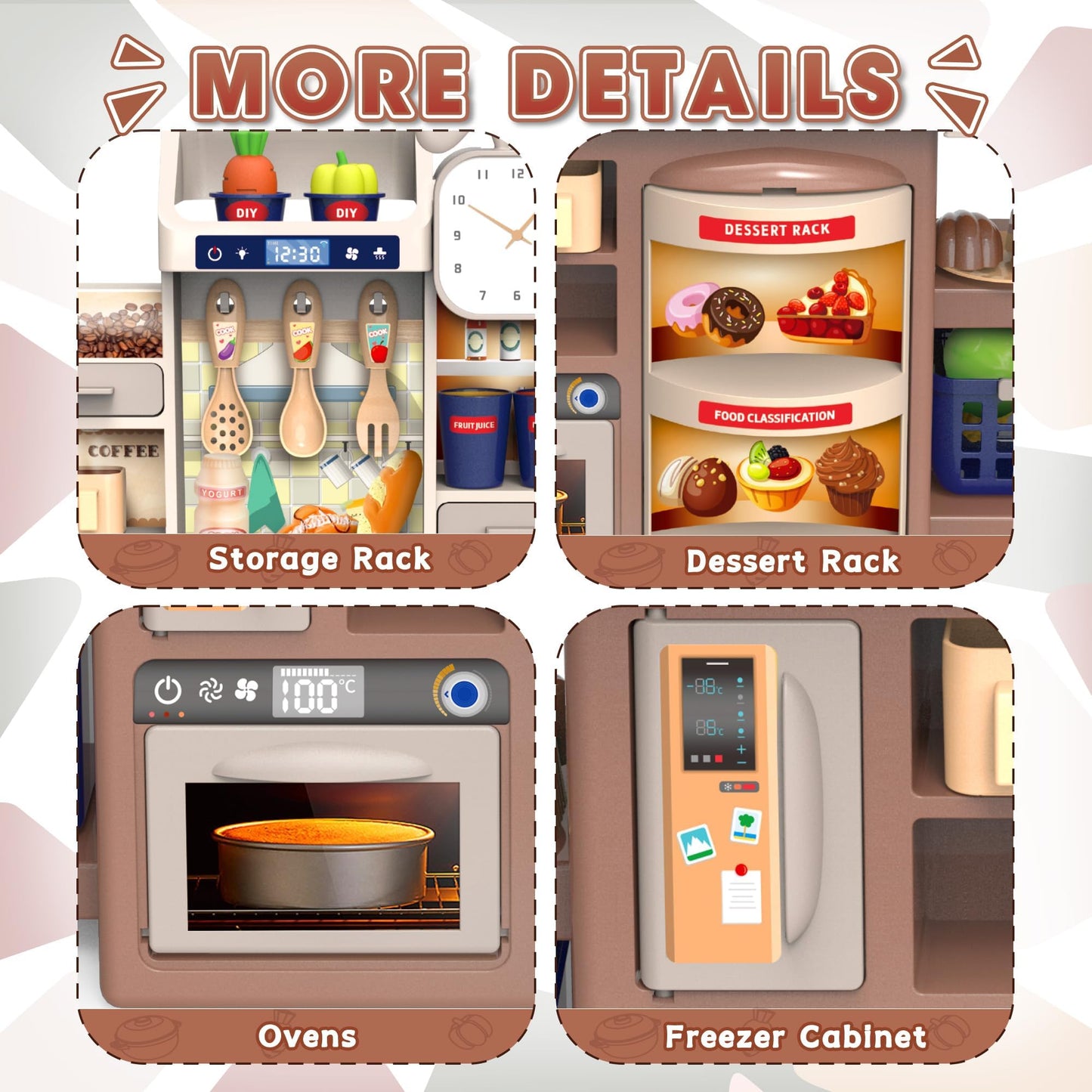 Kids Kitchen Playset with Realistic Steam & Lights