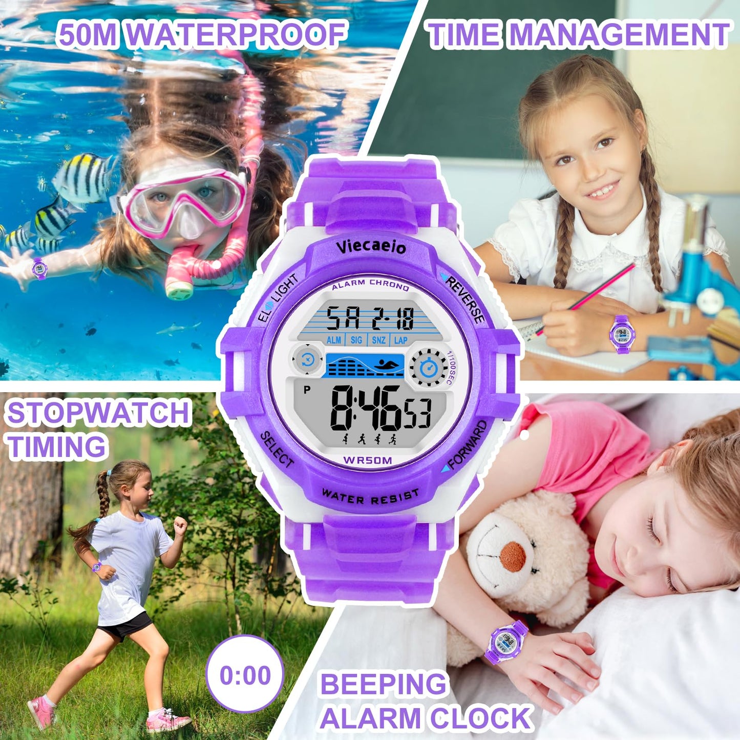 Kids Digital Sport Watch Waterproof for Ages 5-17