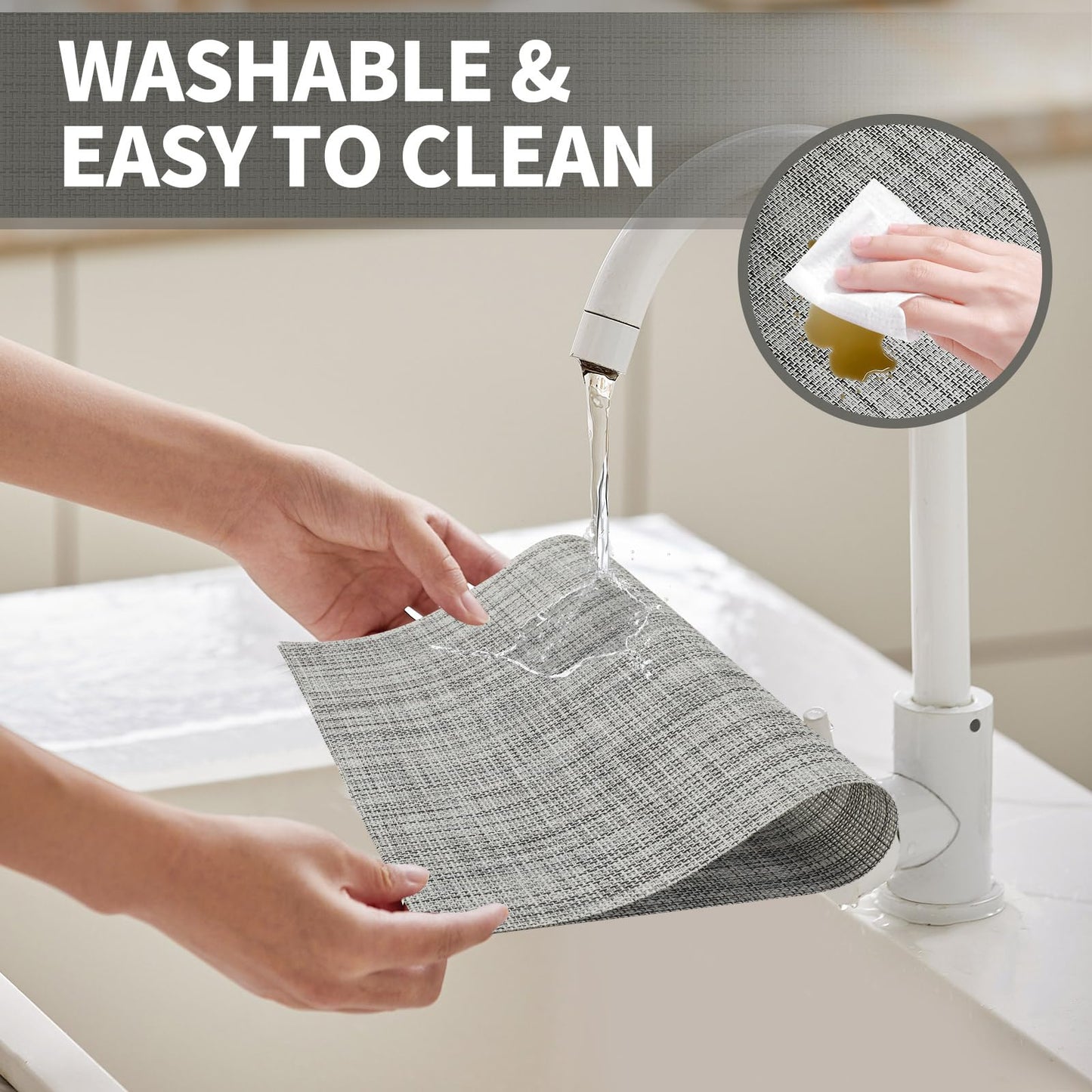 Durable Heat Resistant Vinyl Placemats Set of 8