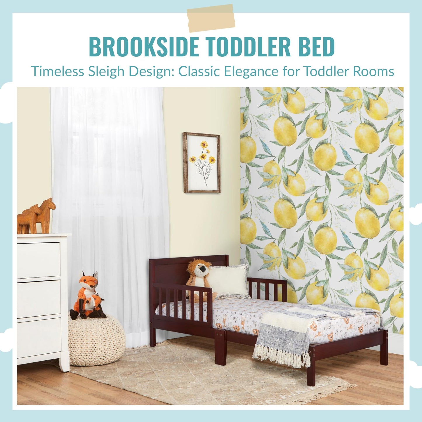 Dream On Me Brookside Toddler Bed In Espresso, Greenguard Gold Certified, JPMA Certified, Low To Floor Design, Non-Toxic Finish, Safety Rails, Made Of Pinewood