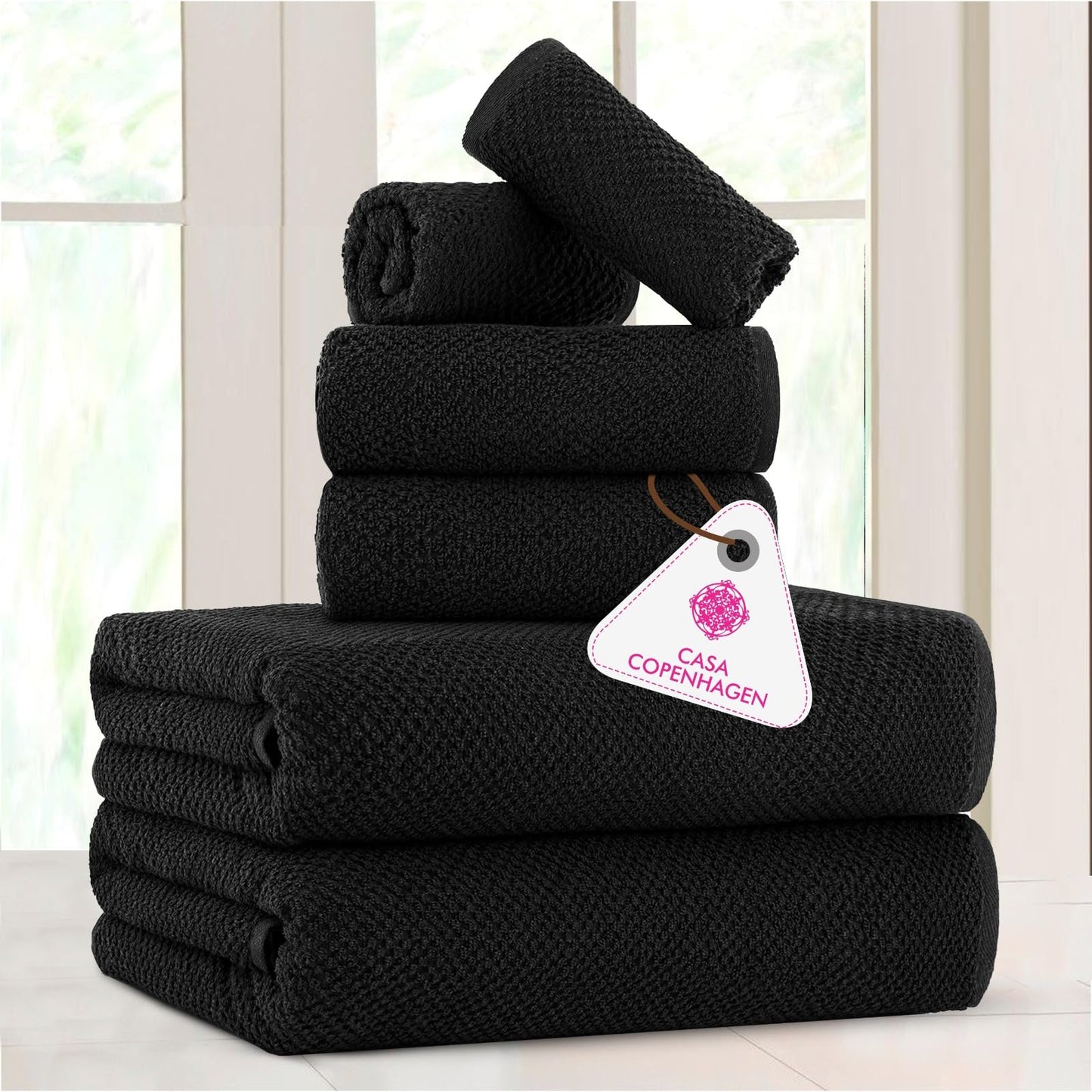 6-Piece CASA COPENHAGEN Cotton Towel Set