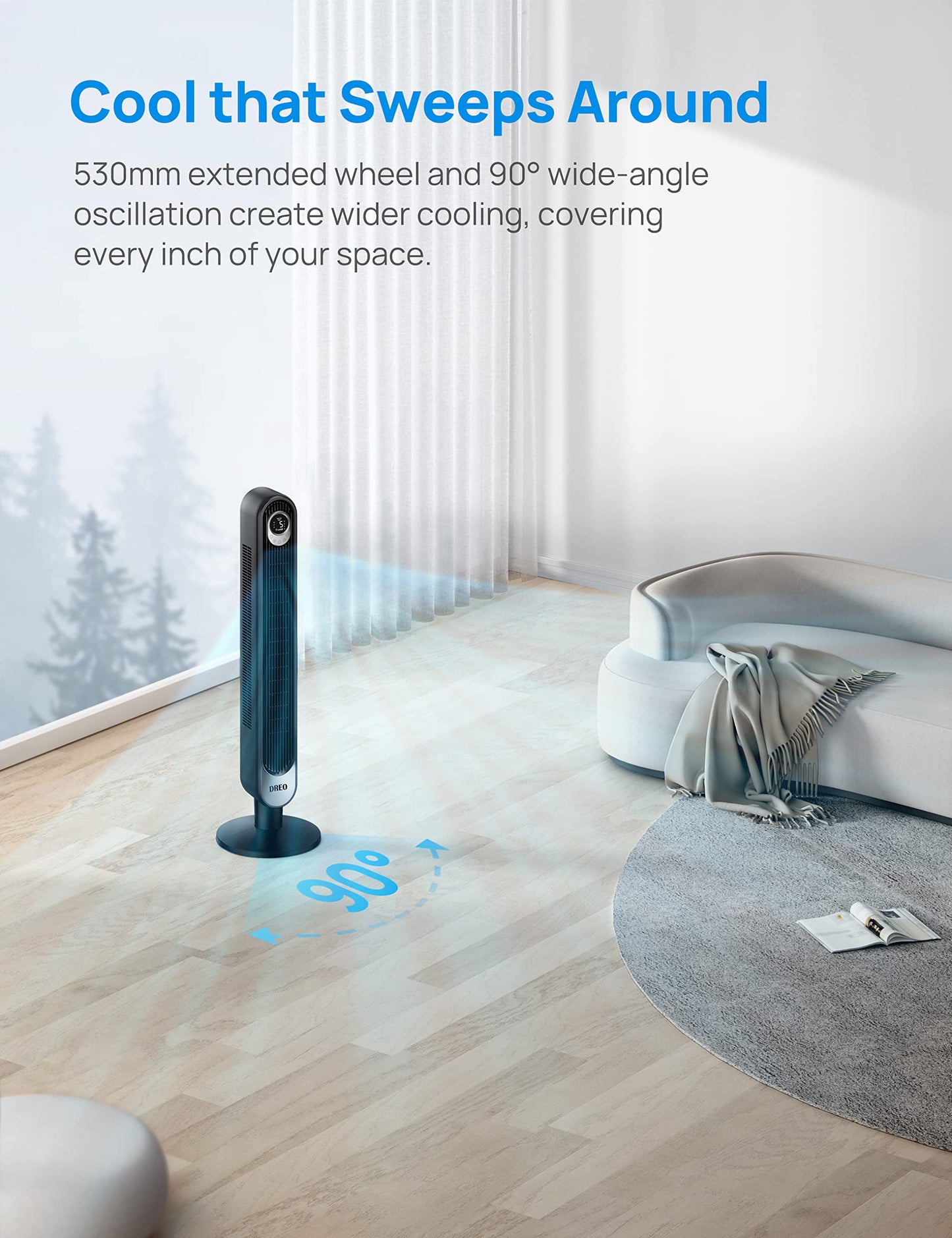Dreo 42" Bladeless Oscillating Tower Fan with Remote