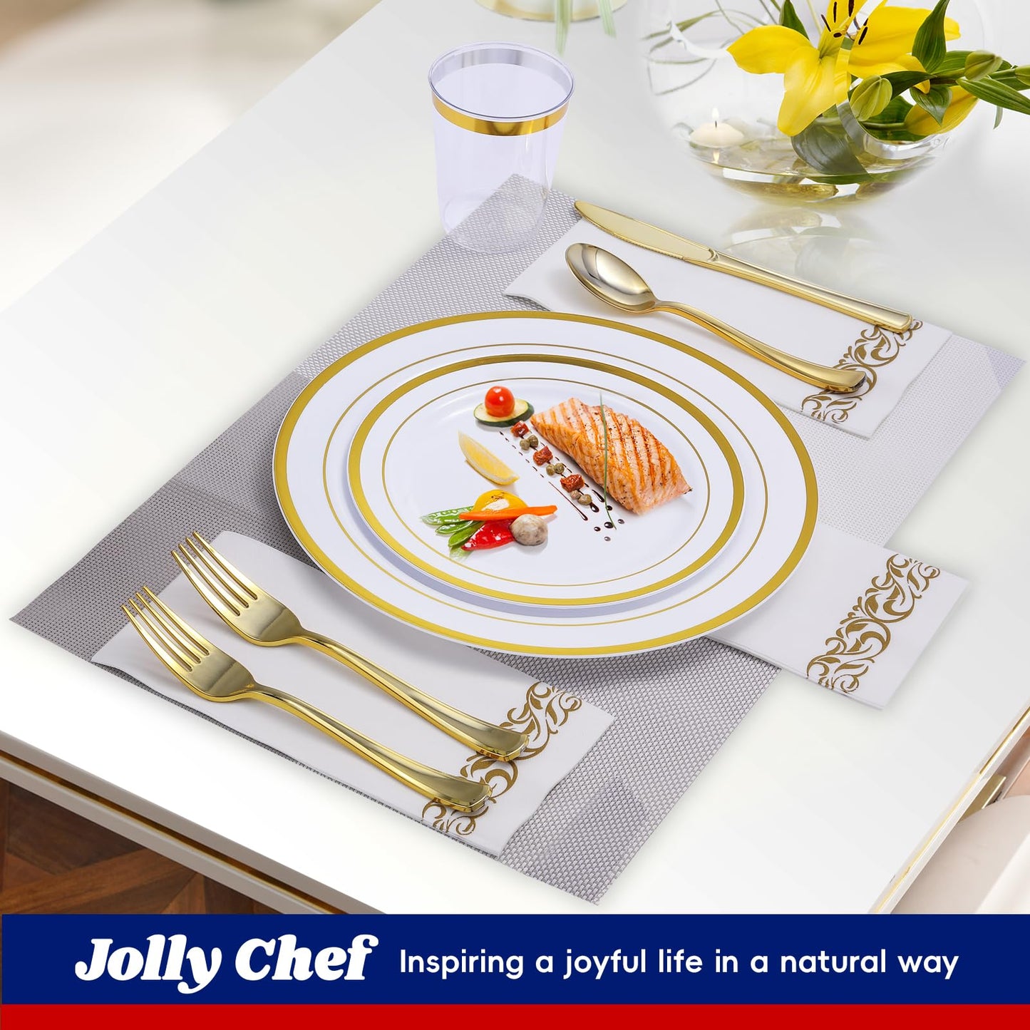700 Count JOLLY CHEF Disposable Dinnerware Set