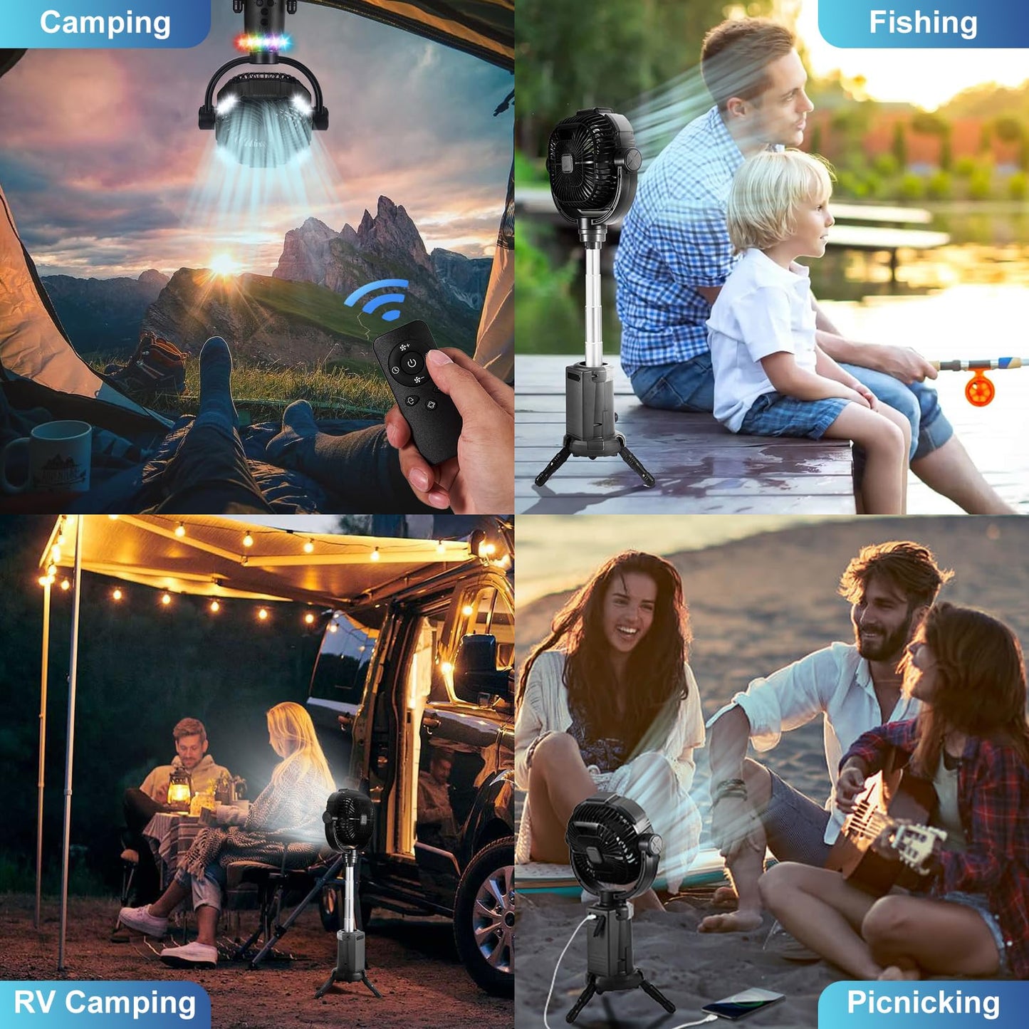 20000mAh Odoland Camping Fan with Lantern & Remote