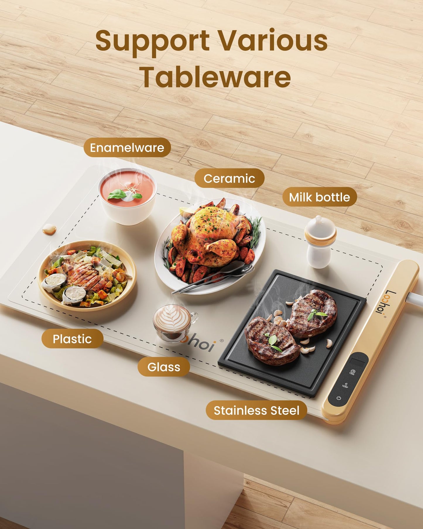 Food Warming Mat with 6 Temperature Settings