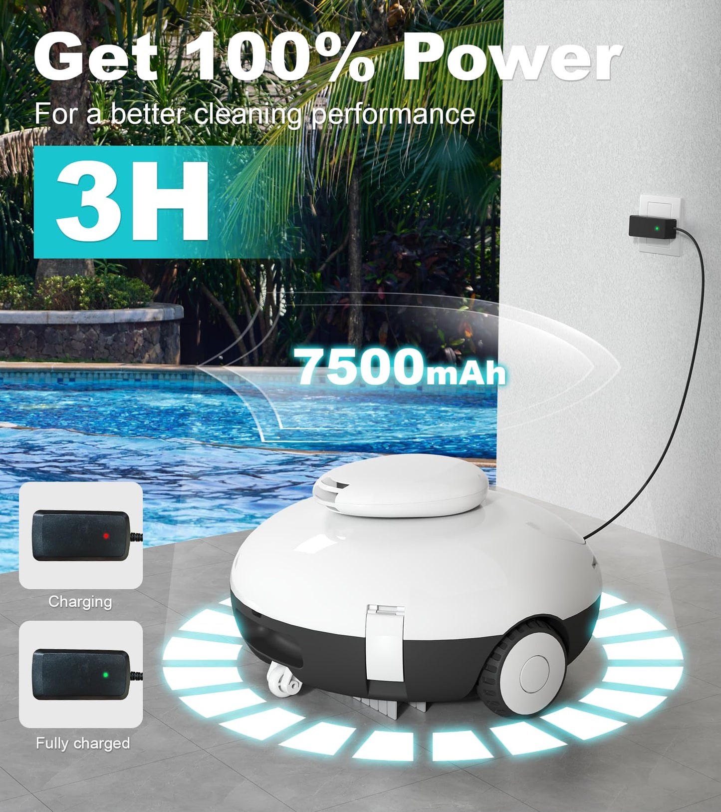 Cordless Robotic Pool Vacuum Cleaner by AQUVII