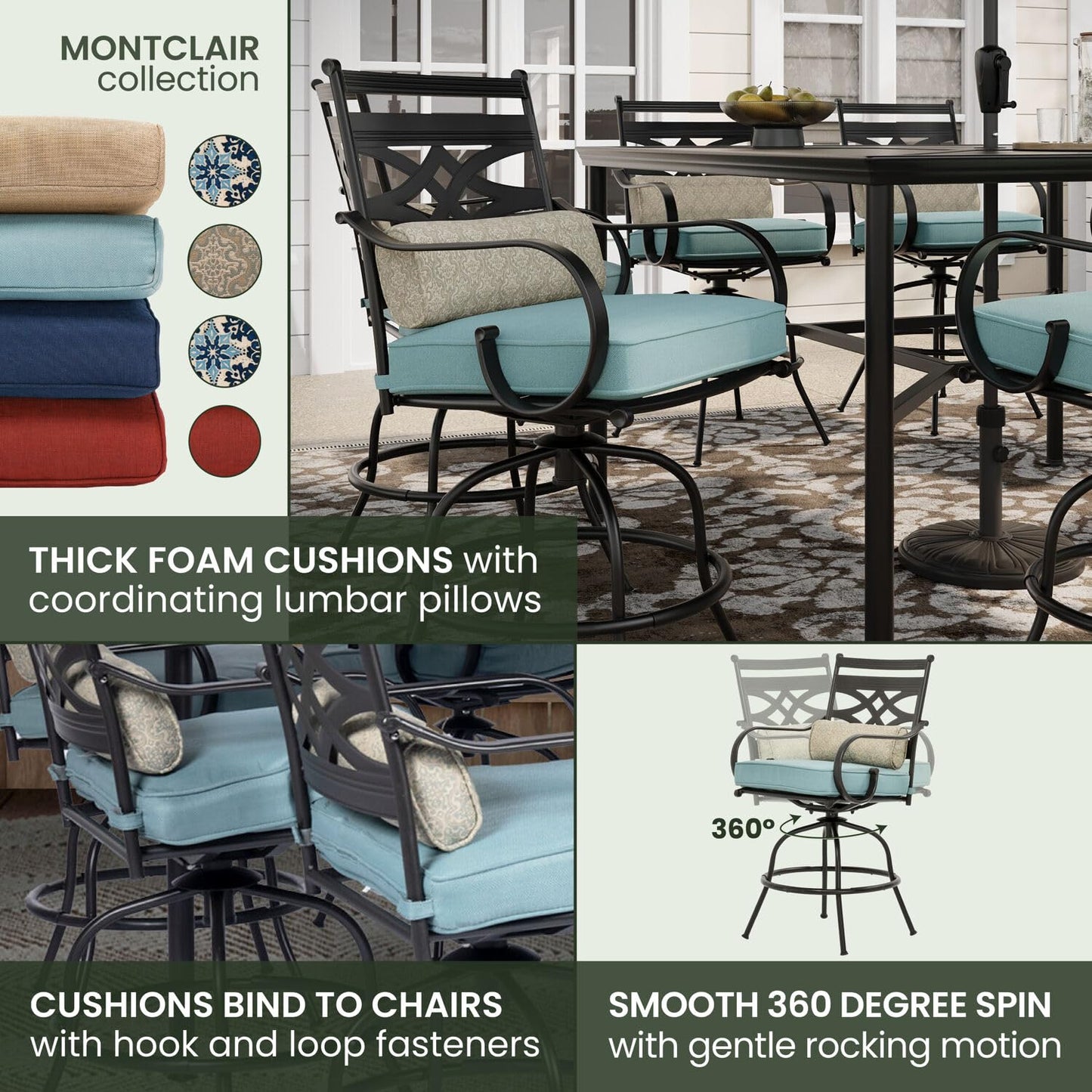 9-Piece Hanover Outdoor Dining Set with Swivel Chairs