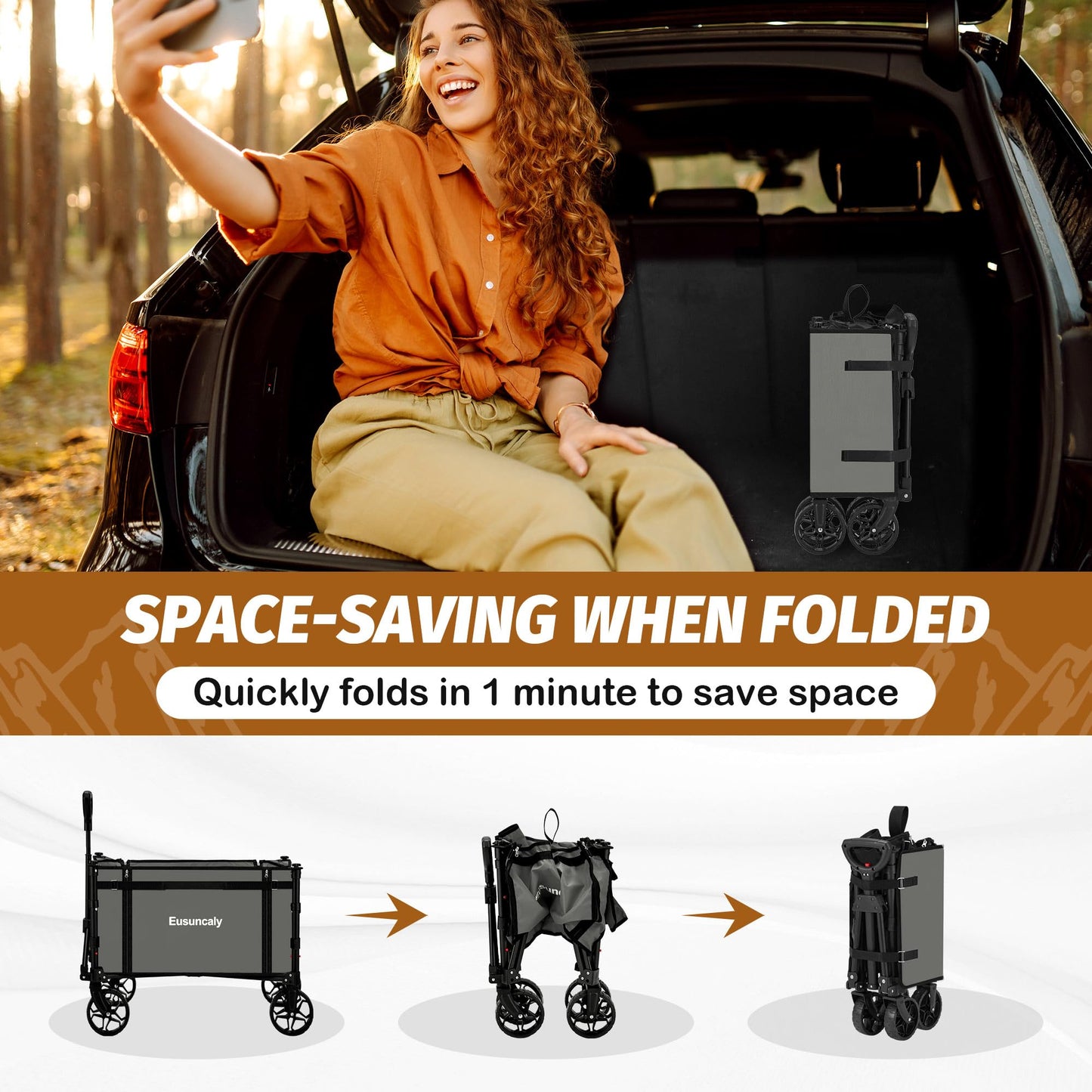 Collapsible Outdoor Utility Wagon for Shopping