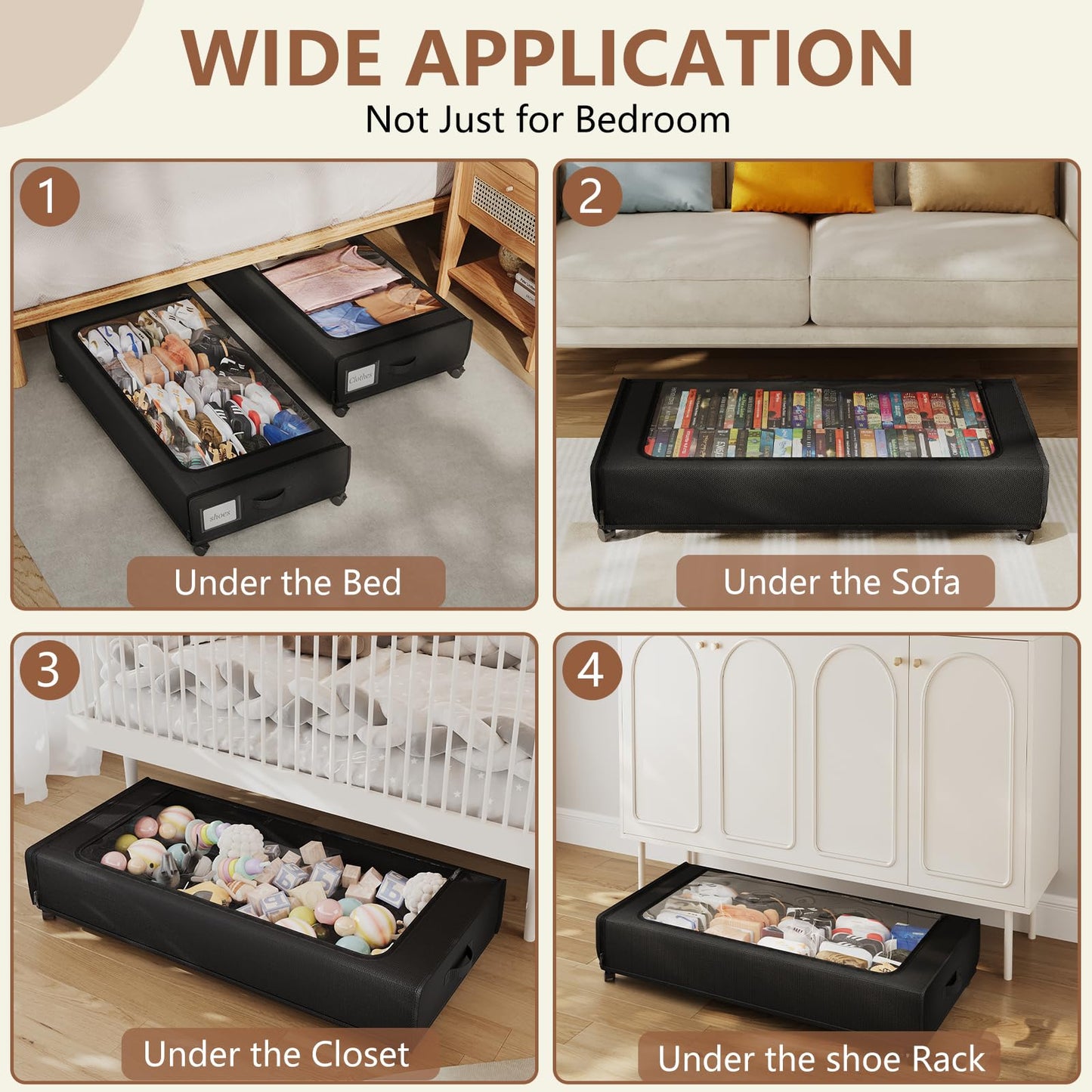 66L Under Bed Storage Organizer with Wheels