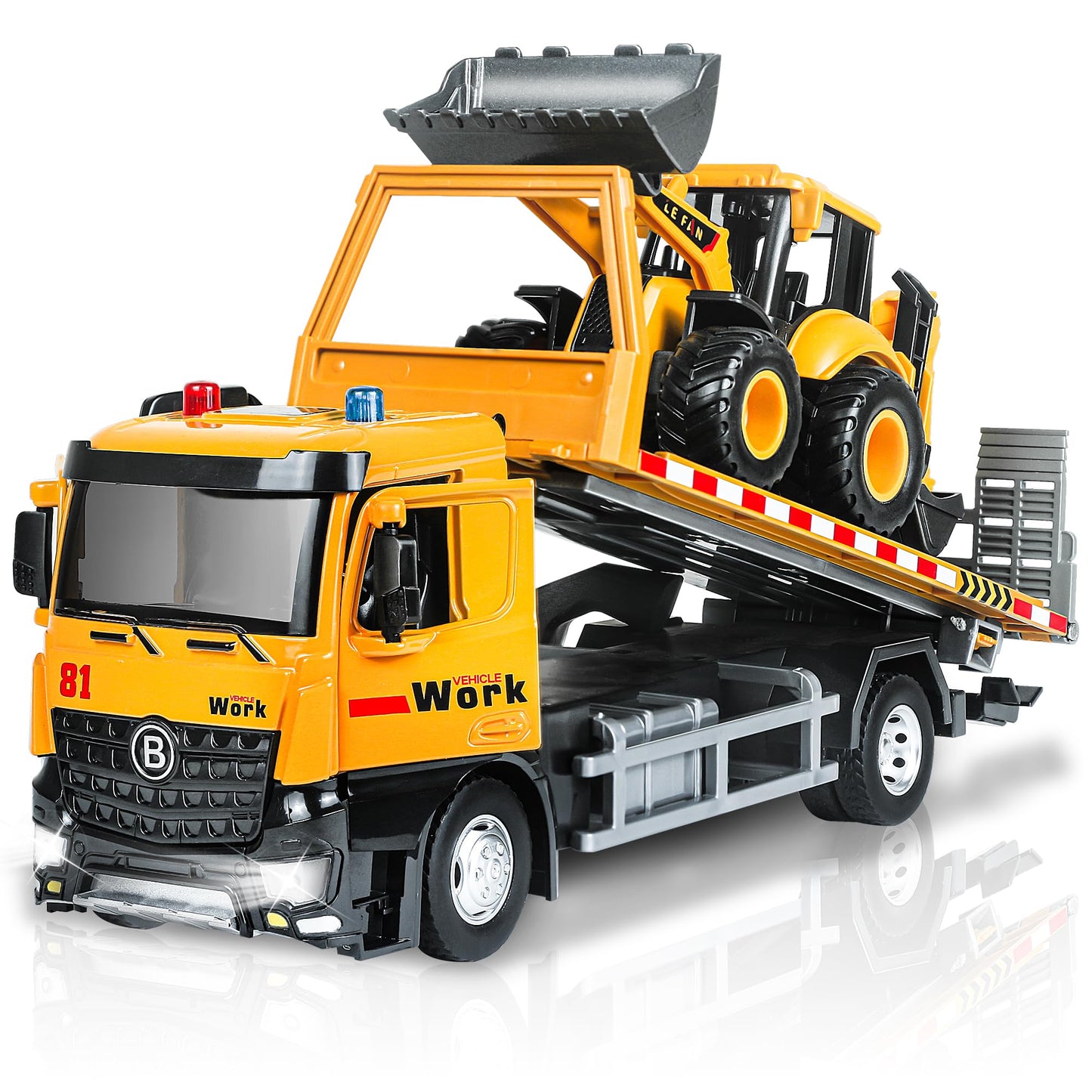 Metal Tow Truck Toy with Friction & Lights