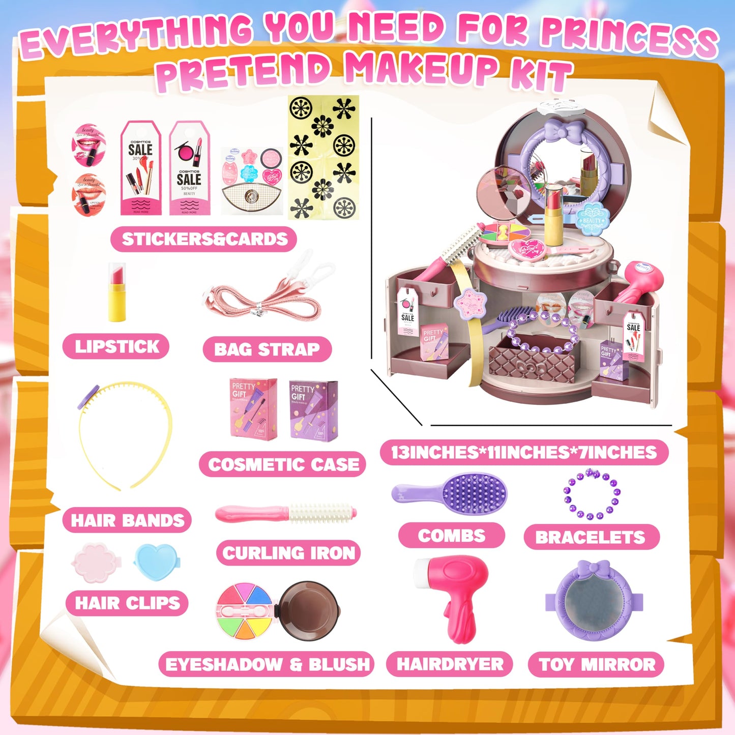 Kids Pretend Makeup Set for Girls 3-8 Years