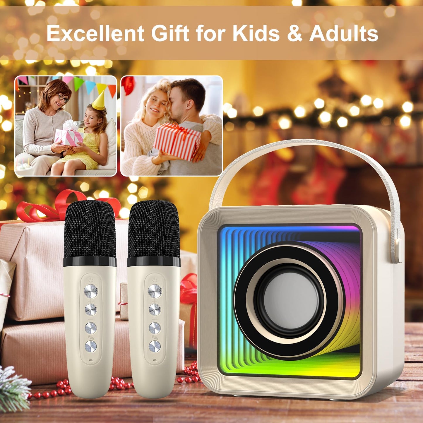 HUABAO Mini Karaoke Machine with 2 Microphones