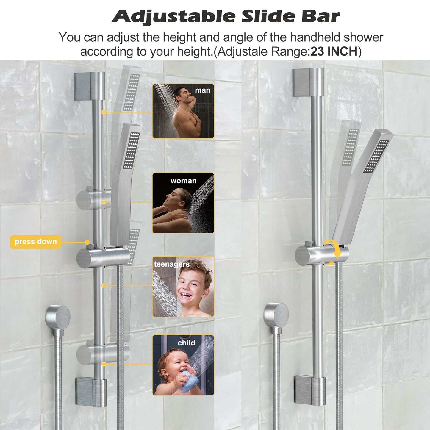 HomGoo Rain Shower Faucet Set with Handheld