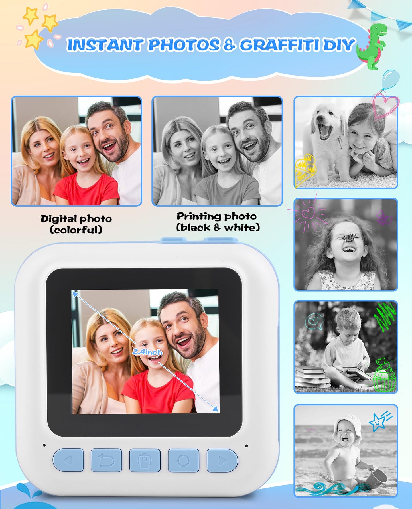 Kids Digital Camera with Instant Print Feature