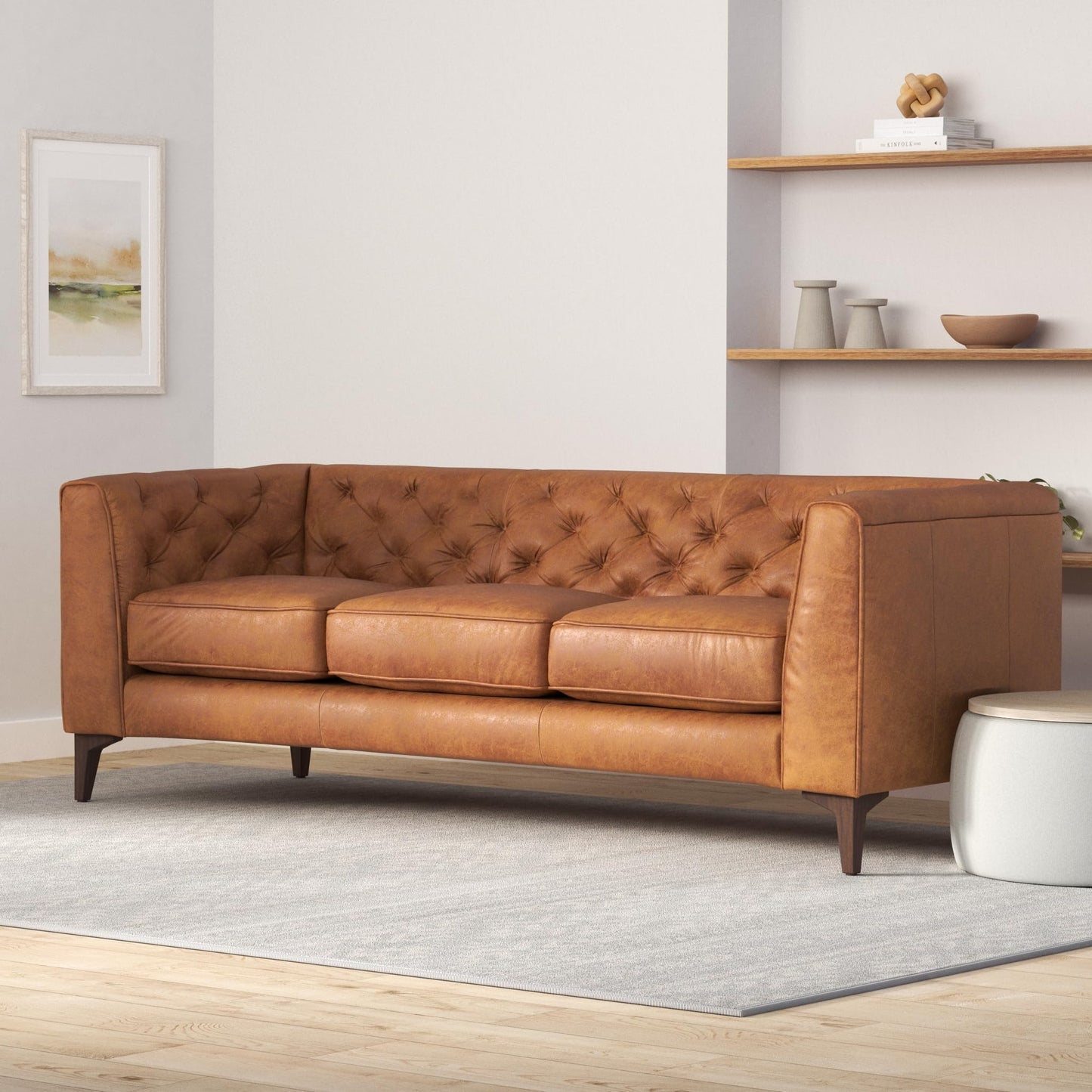 Poly & Bark Leather Sofa with Tufted Back