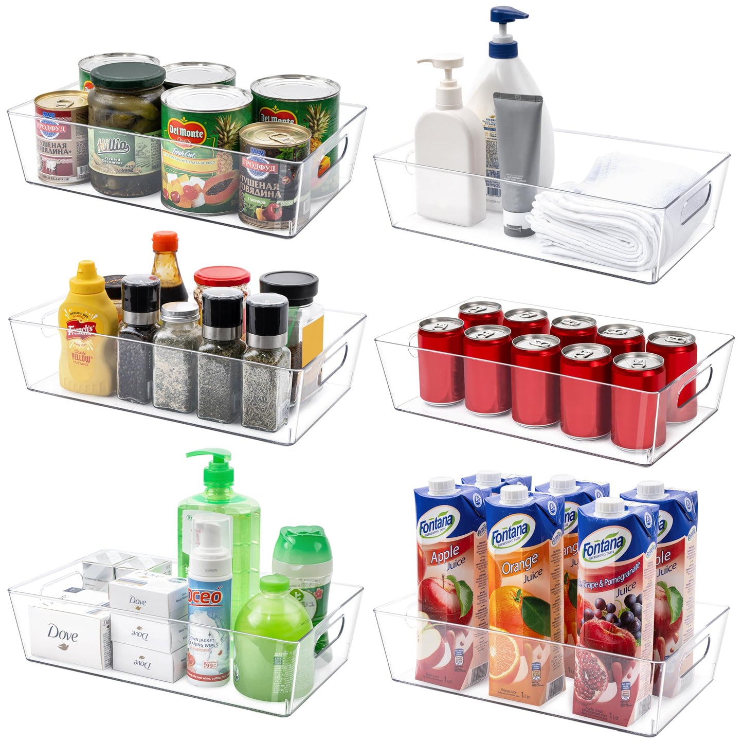 Clear Storage Bins for Home Organization - 6 Pack