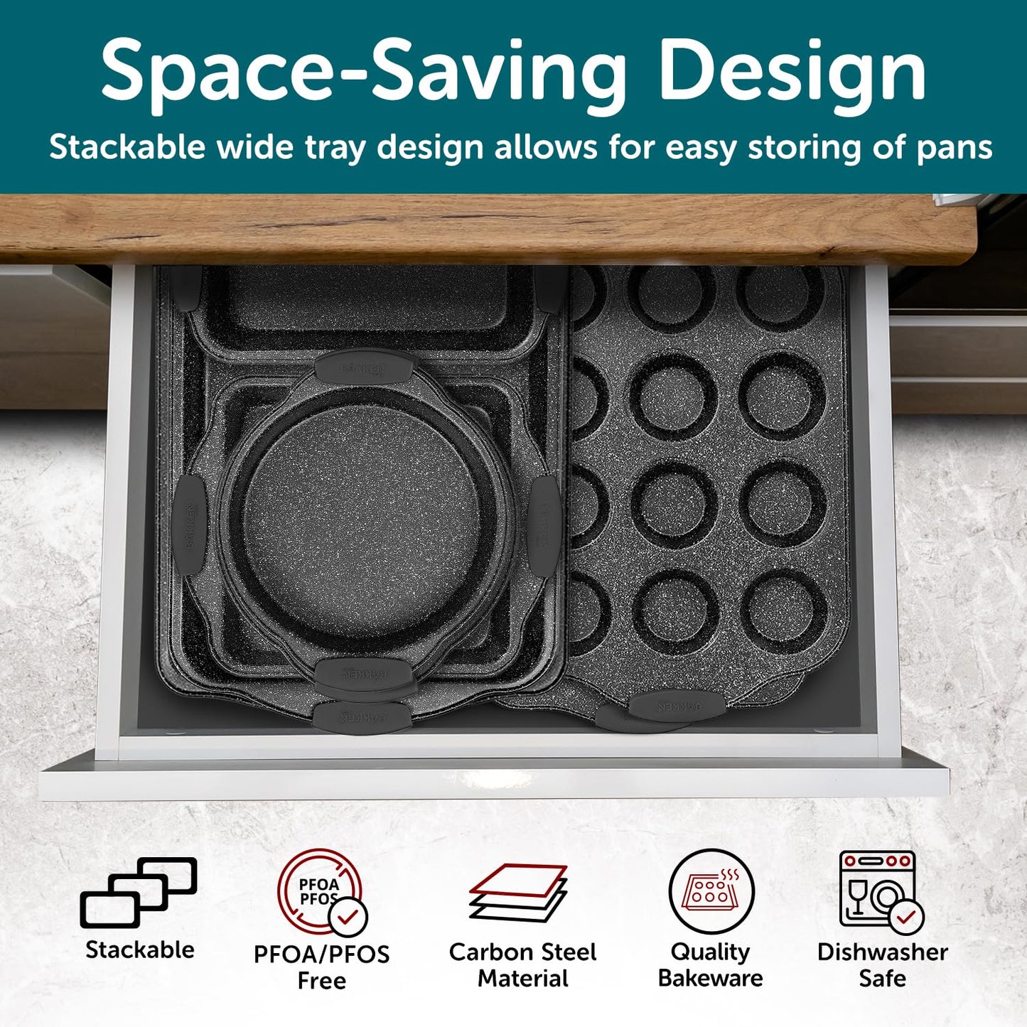 8-Piece Nonstick Bakeware Set by BAKKENMASTER