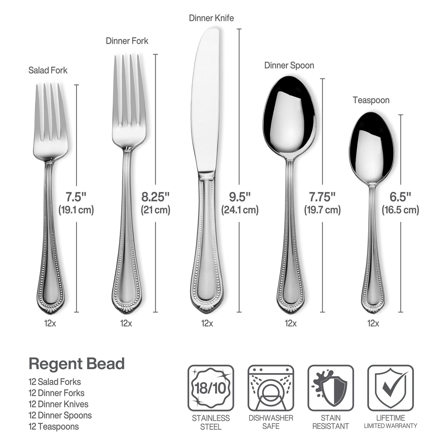 Mikasa Regent Bead Flatware Set for 12