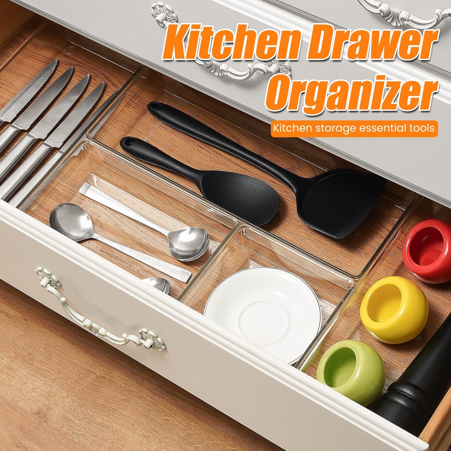 6 Pack Stackable Acrylic Drawer Organizers