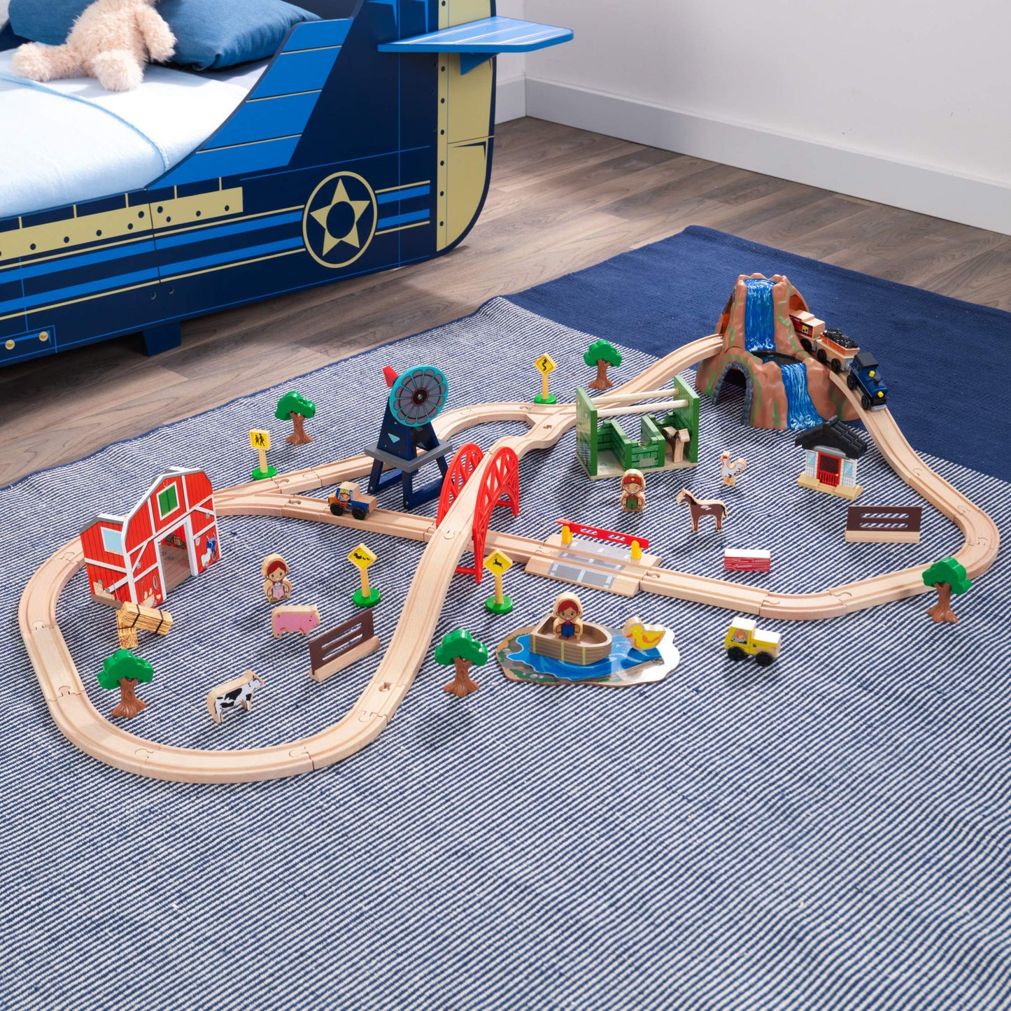 75-Piece KidKraft Wooden Farm Train Set