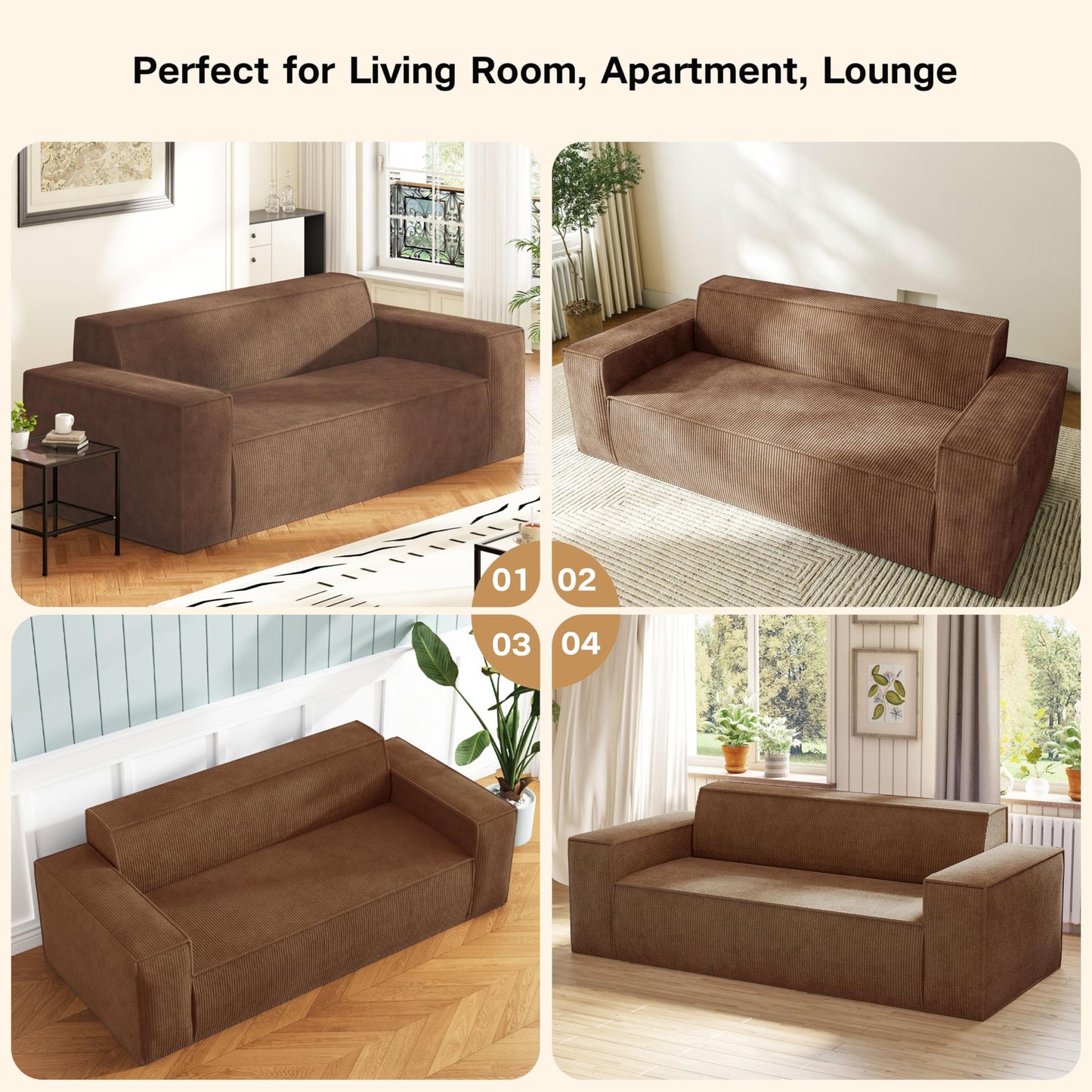 3-Seater Memory Foam Sofa for Living Room