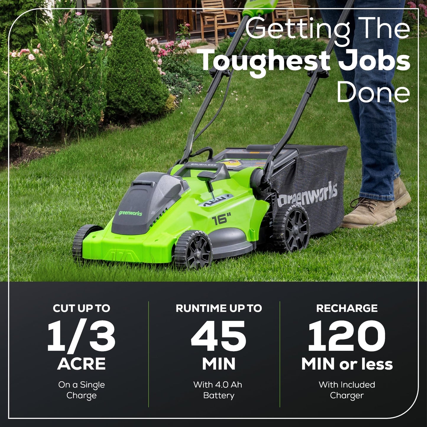 40V Brushless Cordless Lawn Mower by Greenworks