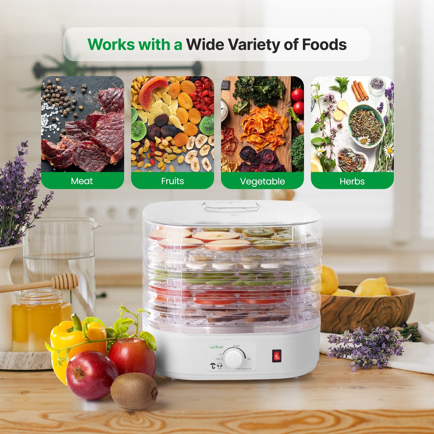 NutriChef Food Dehydrator for Meat & Fruits