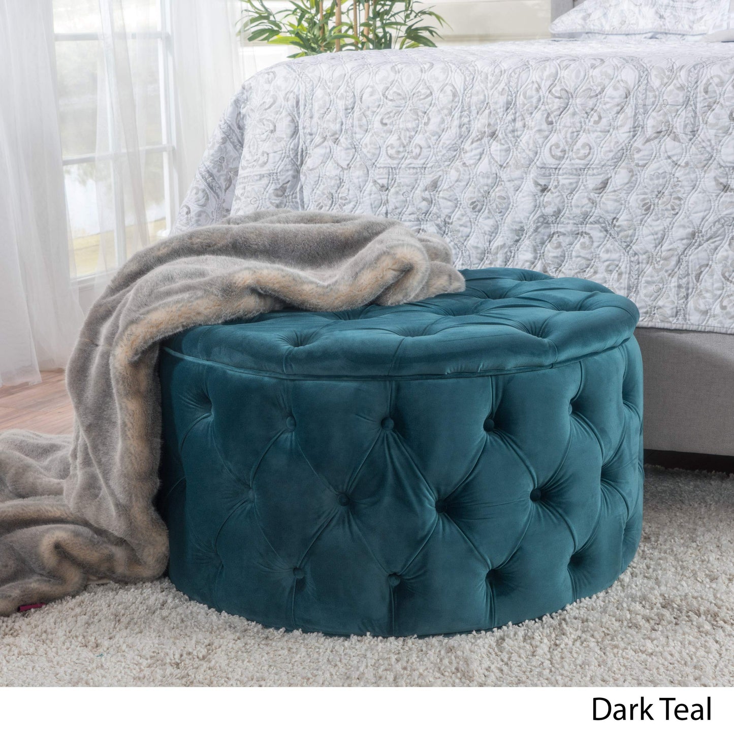 Round Velvet Ottoman by GDFStudio