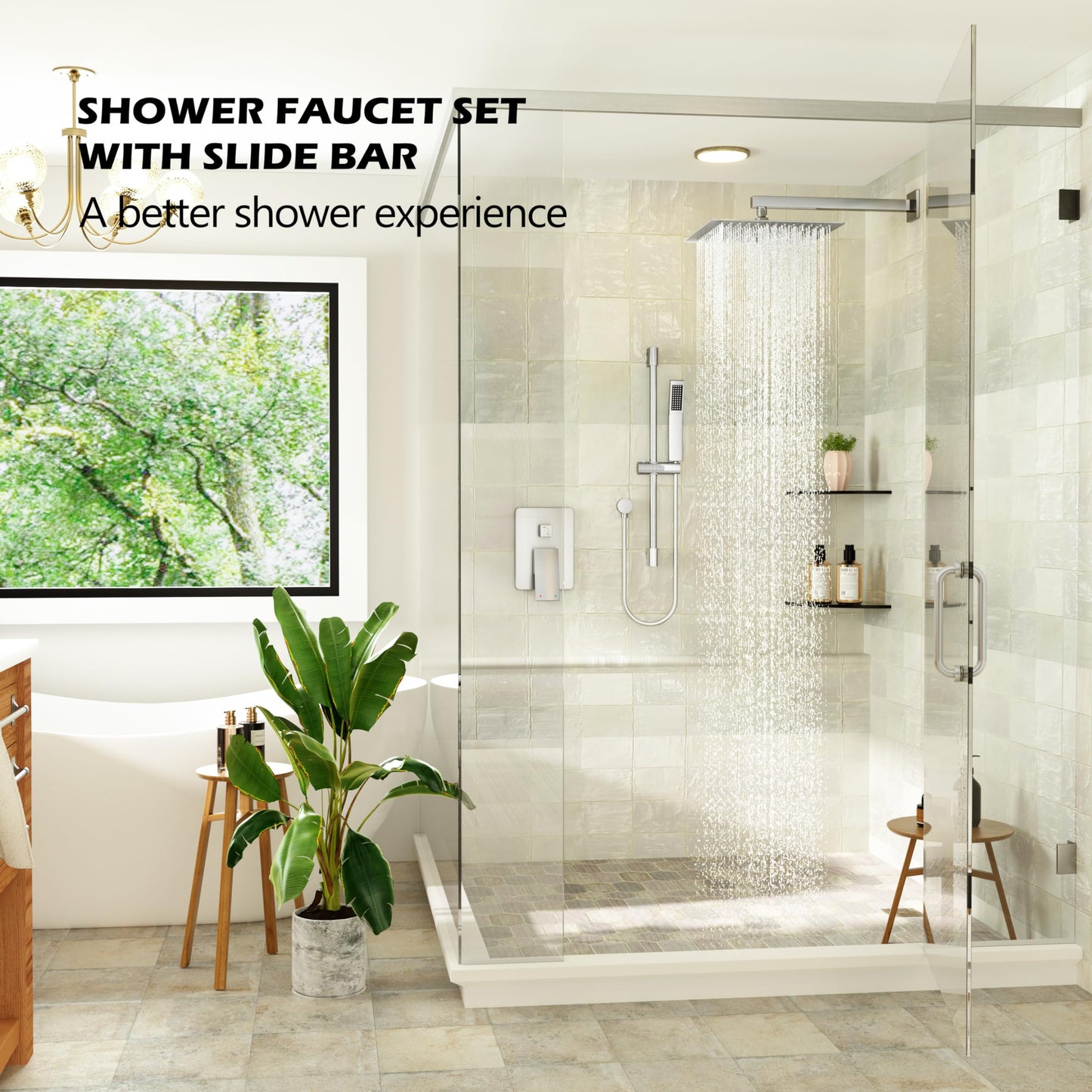 HomGoo Rain Shower Faucet Set with Handheld