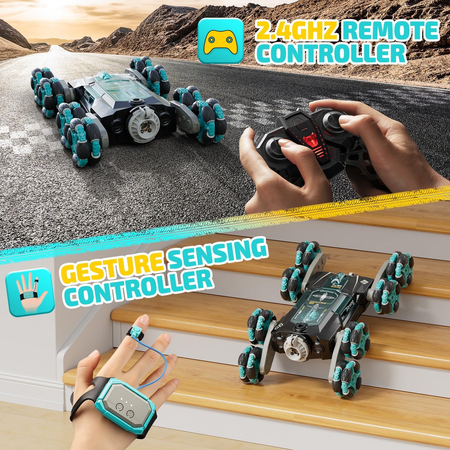 Carsky 8WD Remote Control Drift Car for Kids