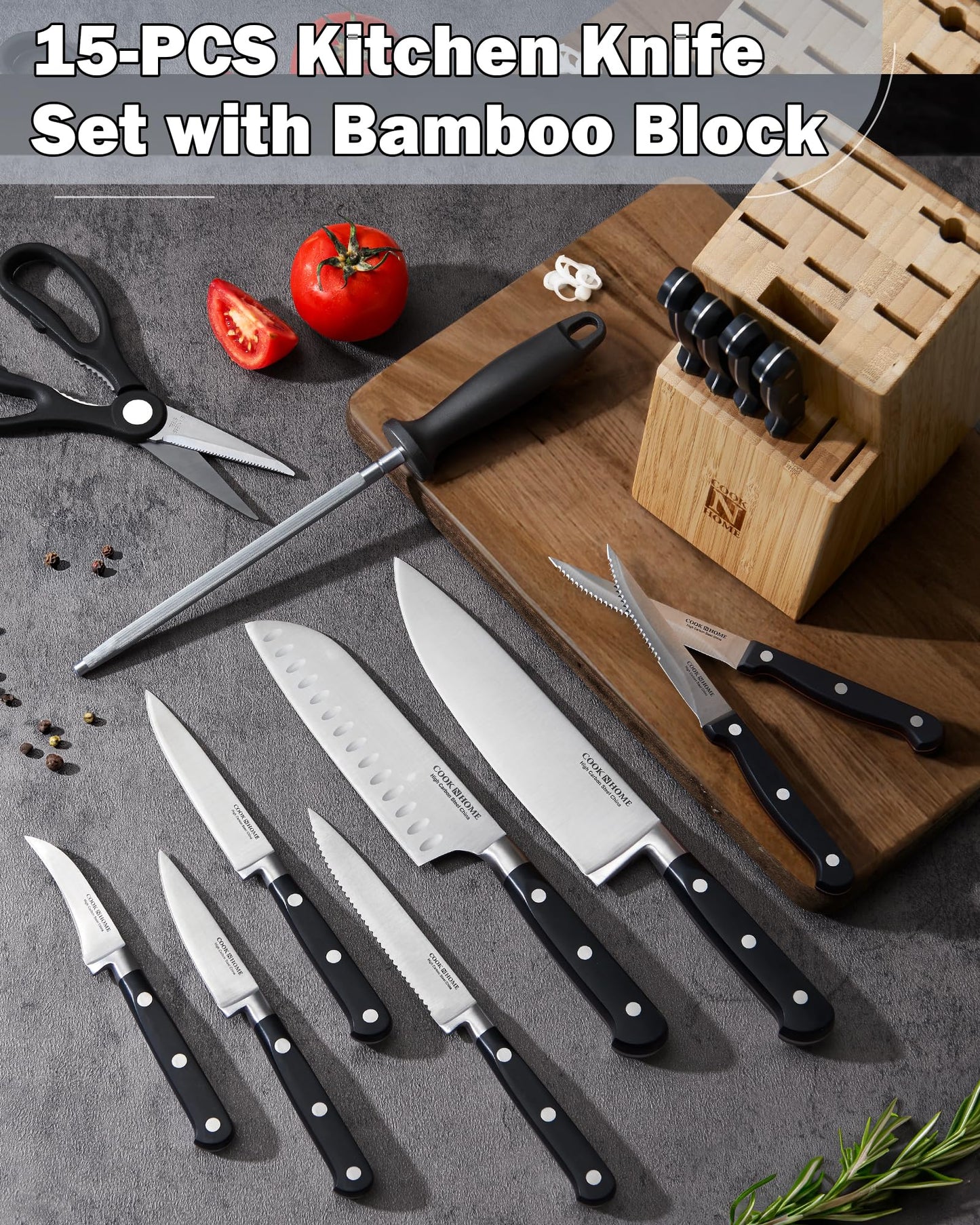 15-Piece Cook N Home Kitchen Knife Set