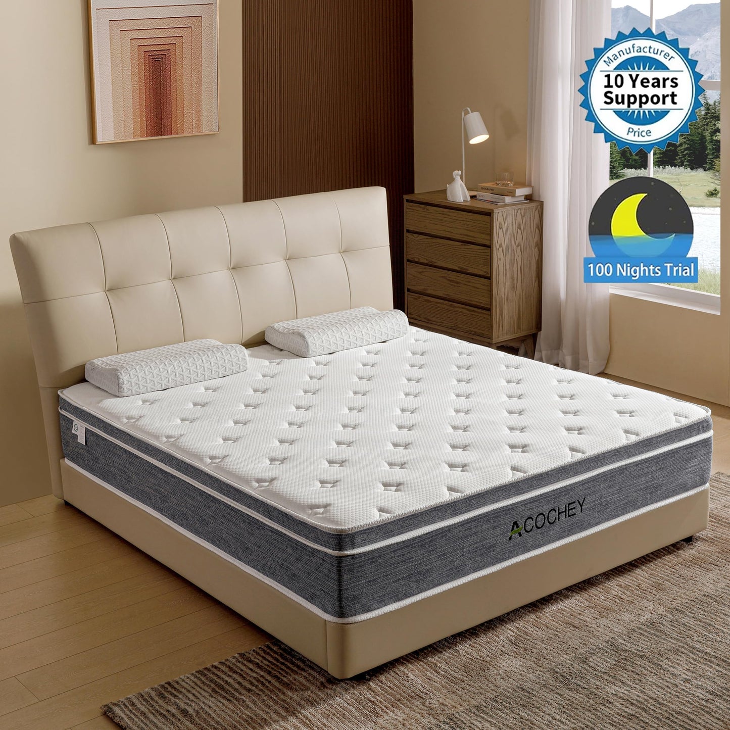 Acochey 8 Inch Hybrid Gel Memory Foam Mattress