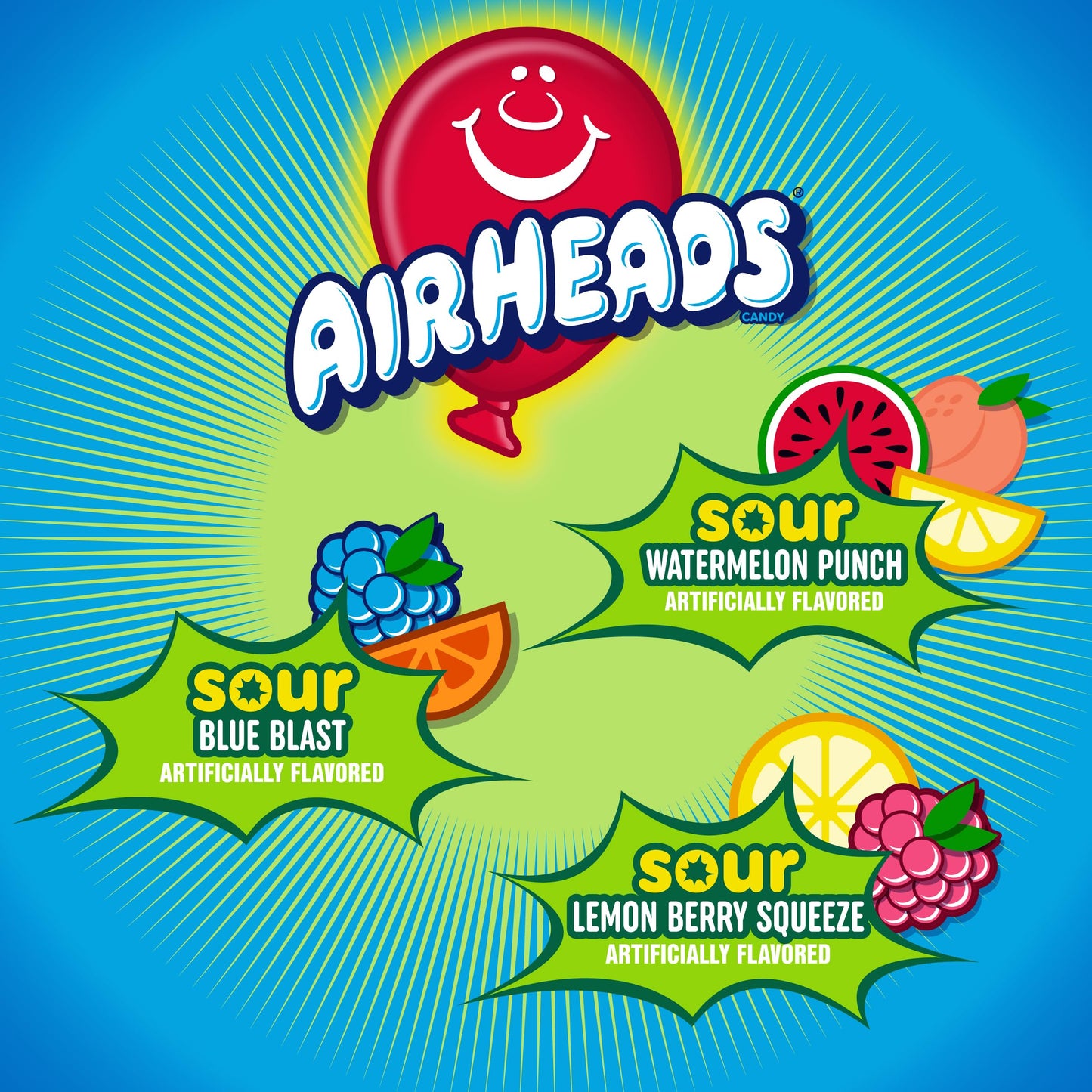 Airheads Sour Taffy Candy Bars Variety Pack