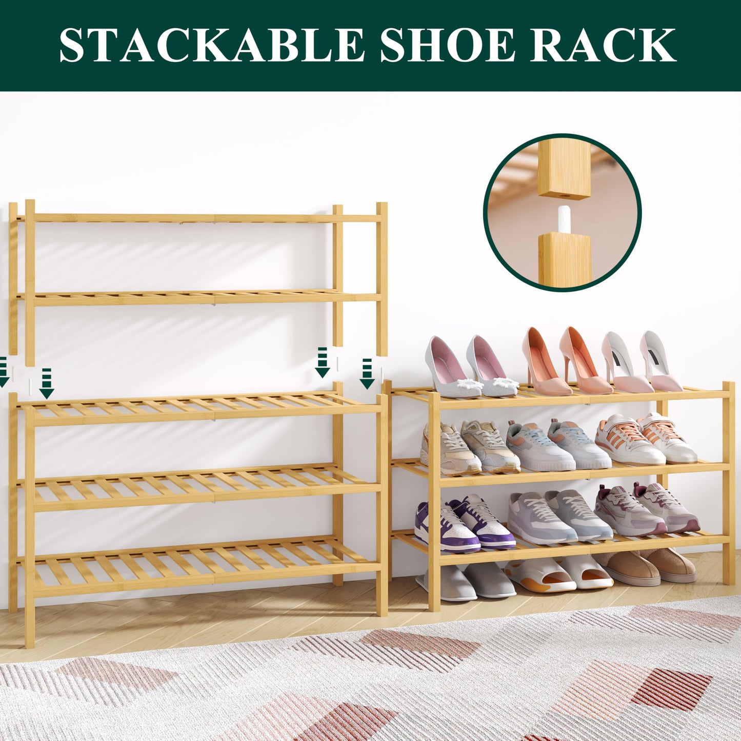 3-Tier Bamboo Shoe Rack Organizer by Smiry